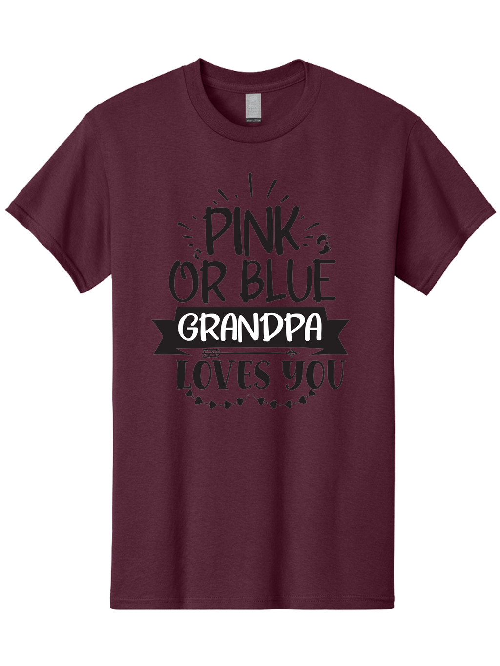 Pink-Or-Blue-Grandpa Men'S Graphic Tee, 100% Cotton, Comfortable Casual Summer Wear, Machine Washable, Grandpa Love, Baby Reveal, Pink Or Blue, Grandpa Quote, Baby Shower Gift, Grandpa To Be, Baby Announcement Aad459