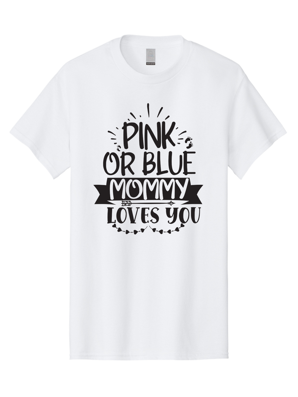 Pink-Or-Blue-Mommy-Loves-You Men'S Graphic Tee, 100% Cotton, Comfortable Casual Summer Wear, Machine Washable, Baby Shower Gift Ideas, Mom'S Love, Gender Reveal Party, Baby Love, Newborn Baby, Mom And Baby, Baby Clothes Aad460