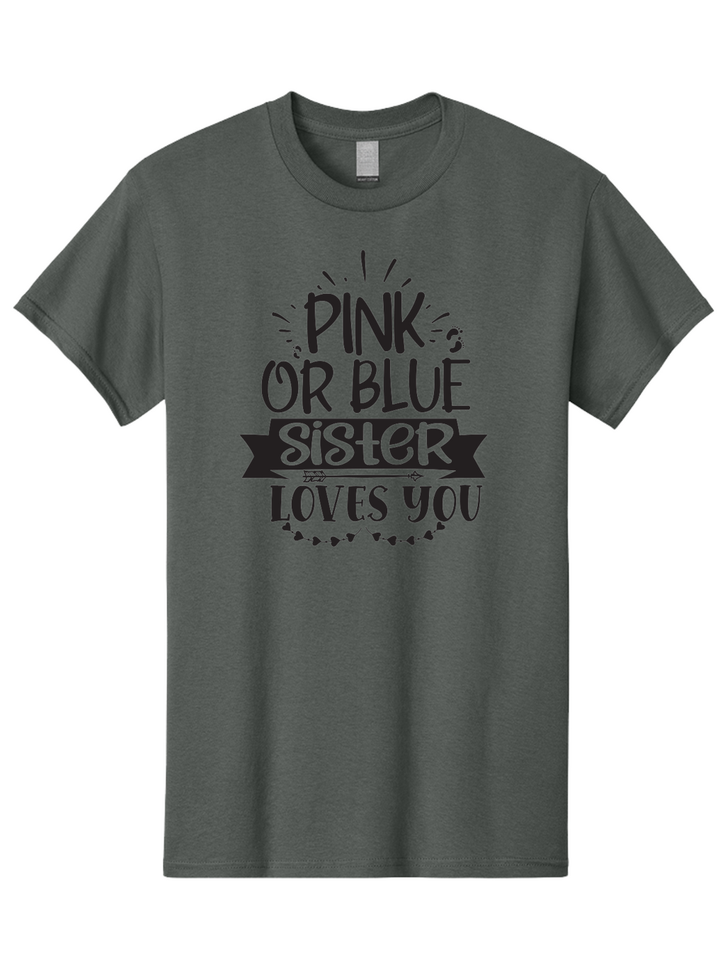 Pink-Or-Blue-Sister Men'S Graphic Tee, 100% Cotton, Comfortable Casual Summer Wear, Machine Washable, Gender Reveal, Baby Announcement, Pink Or Blue, Sister Loves You, Cute Design, Baby Shower, Newborn, Heartwarming Message, Sibling Love, Aad461