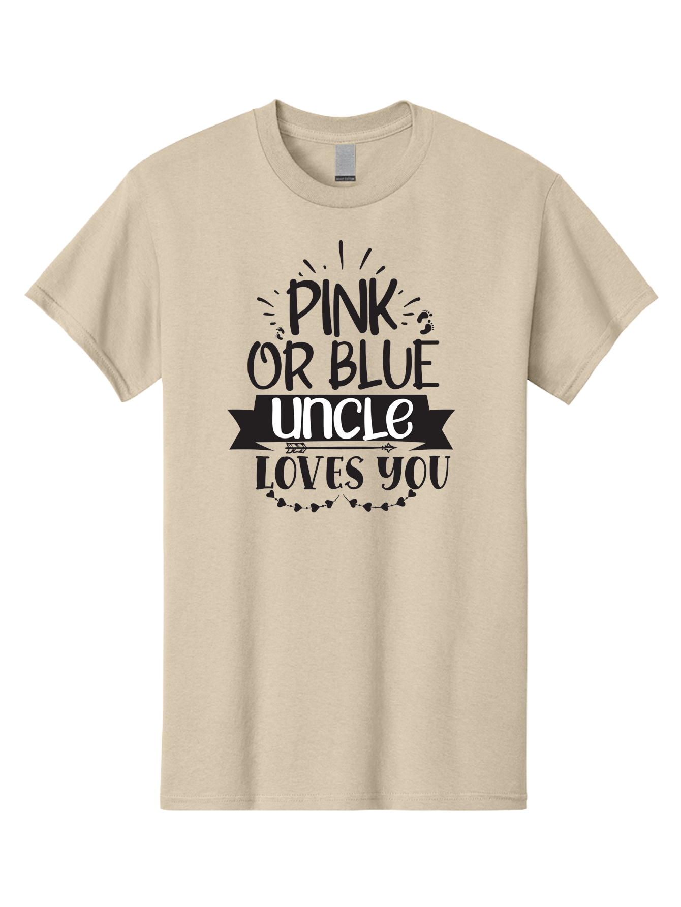 Pink-Or-Blue-Uncle-Loves-You Men'S Graphic Tee, 100% Cotton, Comfortable Casual Summer Wear, Machine Washable, Pink Or Blue, Uncle Loves You, Baby Shower, Gender Reveal, Uncles Day, Love Message, Baby Feet Aad462