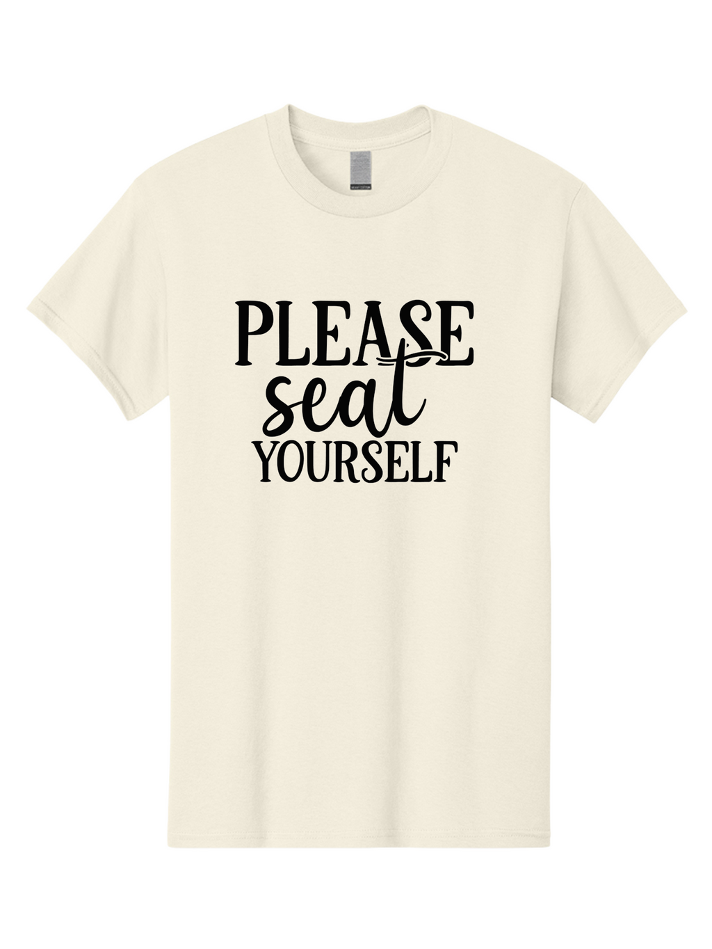 Please-Seat-Yourself Men'S Graphic Tee, 100% Cotton, Comfortable Casual Summer Wear, Machine Washable, Funny Typography, Playful Phrases, Quirky Quotes, Clever Sayings, Humorous Designs, Witty One-Liners, Please Seat Yourself, Typographic Art Aad465
