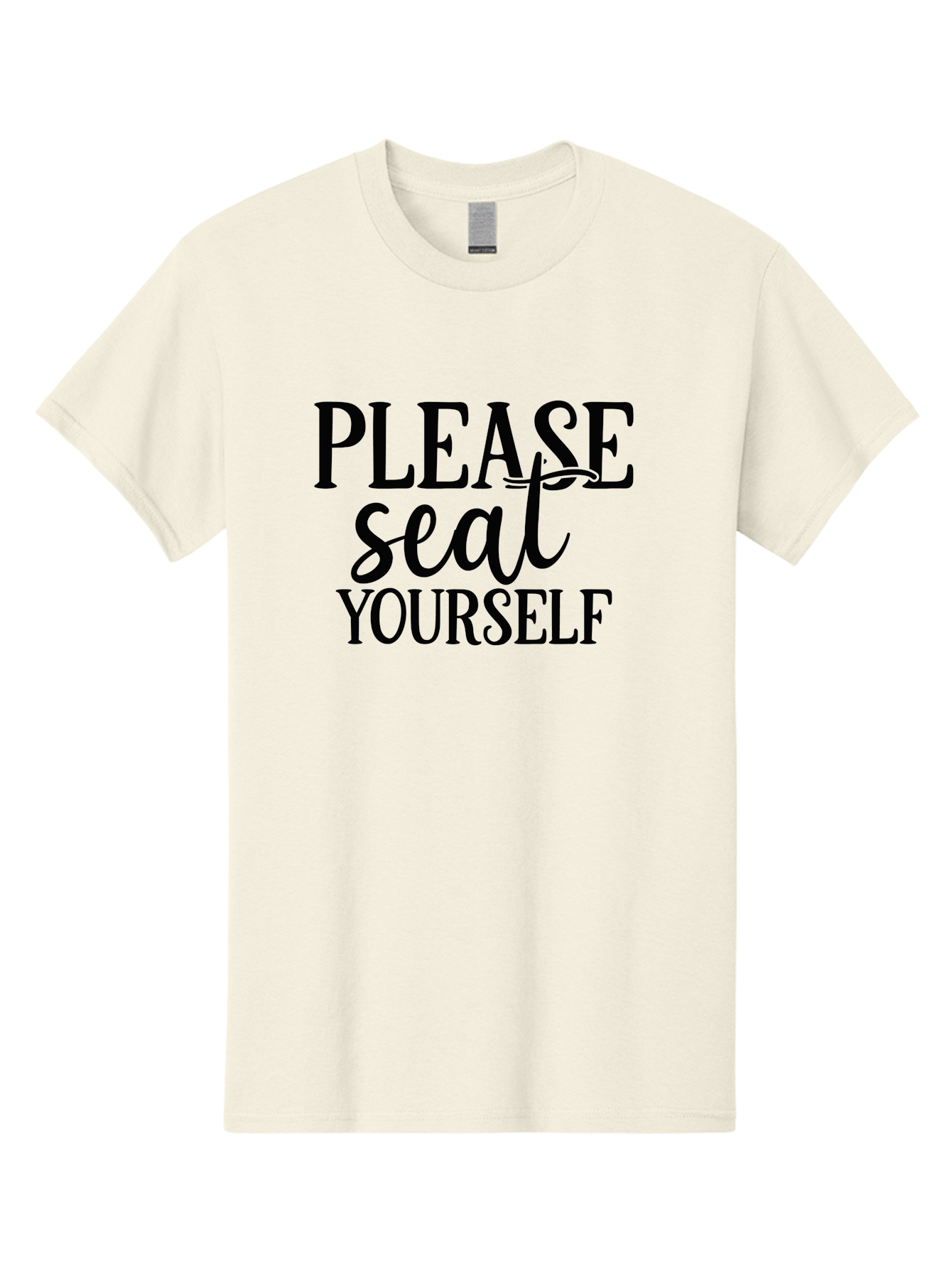 Please-Seat-Yourself Men'S Graphic Tee, 100% Cotton, Comfortable Casual Summer Wear, Machine Washable, Funny Typography, Playful Phrases, Quirky Quotes, Clever Sayings, Humorous Designs, Witty One-Liners, Please Seat Yourself, Typographic Art Aad465