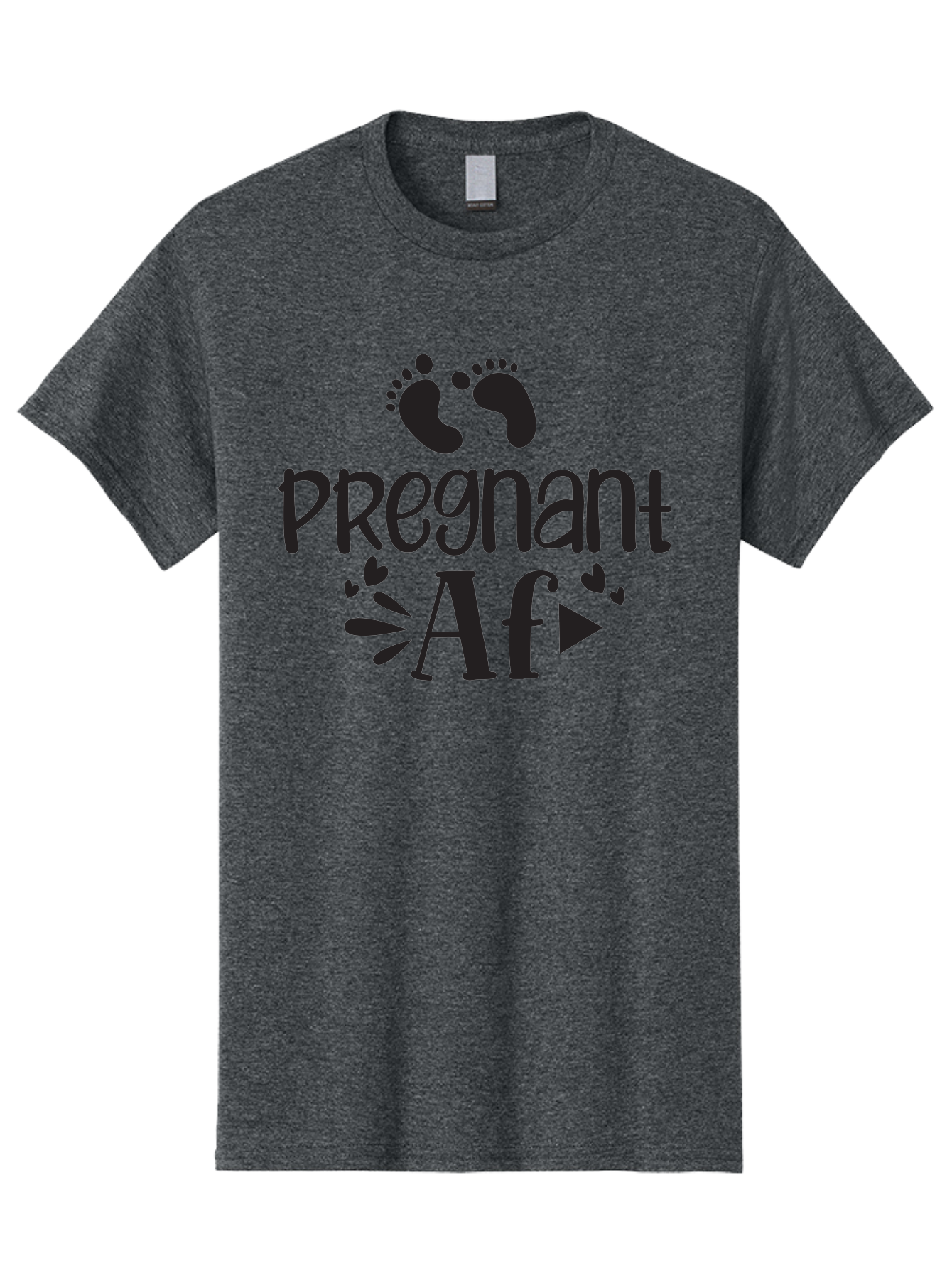 Pregnant-Af Men'S Graphic Tee, 100% Cotton, Comfortable Casual Summer Wear, Machine Washable, Baby Feet, Pregnant Announcement, Playful Typography, Whimsical Design, Heart Motifs, Expectation, Joy, Celebration, Family, Love, Expectant Mother, Aad466