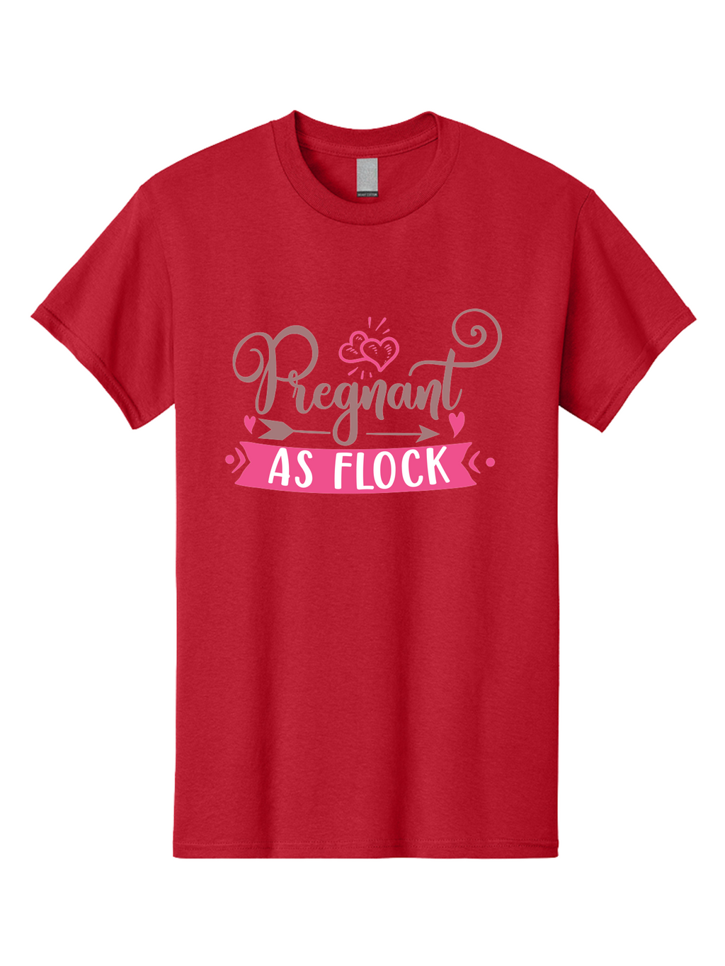 Pregnant-As-Flock Men'S Graphic Tee, 100% Cotton, Comfortable Casual Summer Wear, Machine Washable, Pregnant Announcement, Expectant Mother, Baby On Board, Pink Hearts, Cute Design, Pregnancy Reveal, New Baby, Baby Shower Gift Aad467