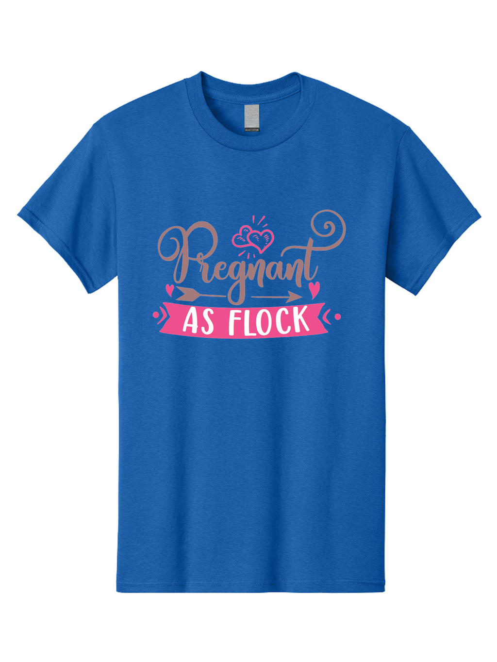 Pregnant-As-Flock Men'S Graphic Tee, 100% Cotton, Comfortable Casual Summer Wear, Machine Washable, Pregnant Announcement, Expectant Mother, Baby On Board, Pink Hearts, Cute Design, Pregnancy Reveal, New Baby, Baby Shower Gift Aad467