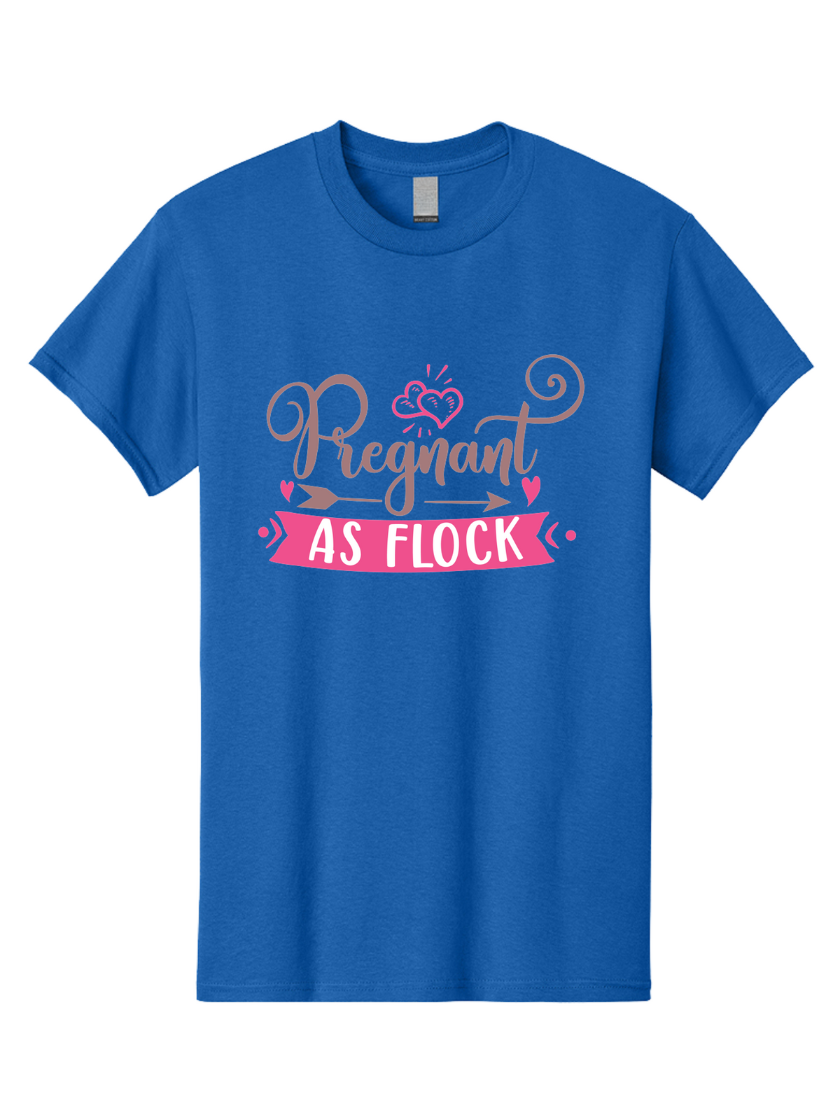 Pregnant-As-Flock Men'S Graphic Tee, 100% Cotton, Comfortable Casual Summer Wear, Machine Washable, Pregnant Announcement, Expectant Mother, Baby On Board, Pink Hearts, Cute Design, Pregnancy Reveal, New Baby, Baby Shower Gift Aad467
