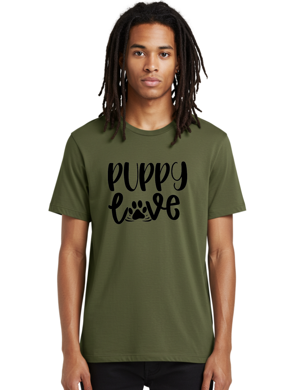 Puppy-Love Men'S Graphic Tee, 100% Cotton, Comfortable Casual Summer Wear, Machine Washable, Puppy Love, Dog Lovers, Cute Puppies, Paw Print, Heartwarming, Dog Owners, Pet Lovers, Adorable Designs, Typography Art Aad471