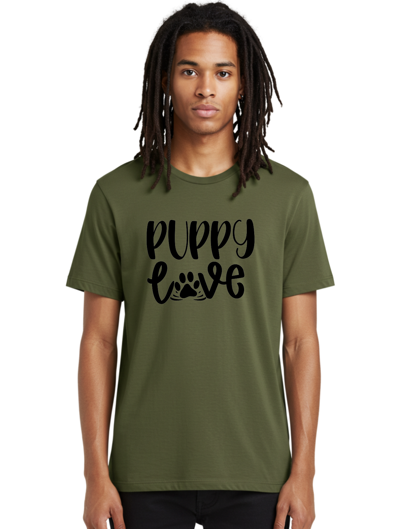 Puppy-Love Men'S Graphic Tee, 100% Cotton, Comfortable Casual Summer Wear, Machine Washable, Puppy Love, Dog Lovers, Cute Puppies, Paw Print, Heartwarming, Dog Owners, Pet Lovers, Adorable Designs, Typography Art Aad471