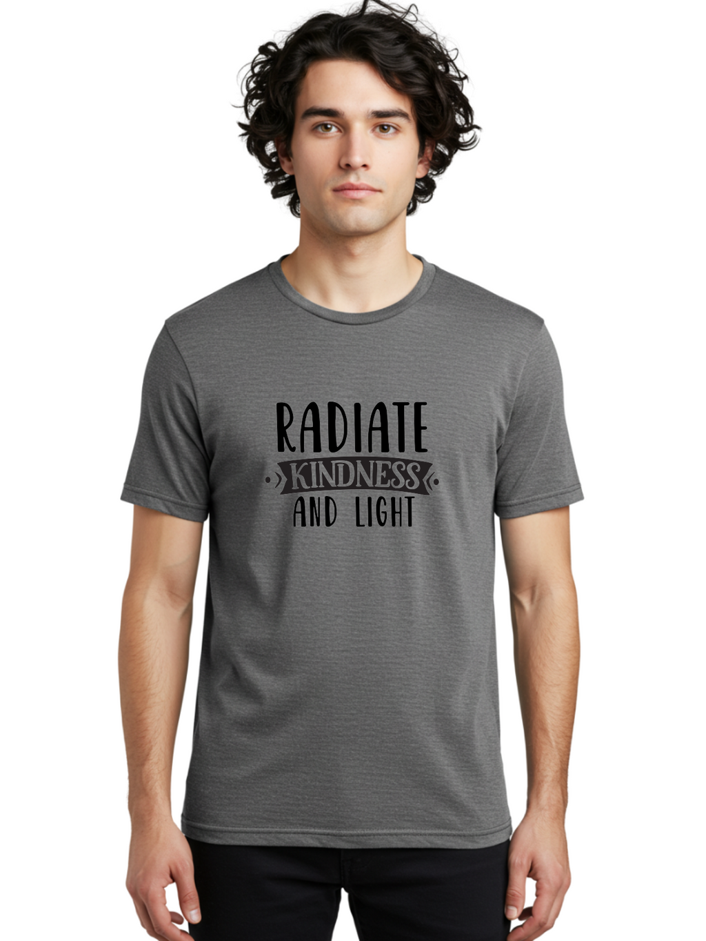 Radiate-Kindness-And-Light Men'S Graphic Tee, 100% Cotton, Comfortable Casual Summer Wear, Machine Washable, Inspirational Quote, Kindness Matters, Spread Love, Positive Affirmation, Motivational Phrase, Uplifting Message, Kindness And Light Aad472
