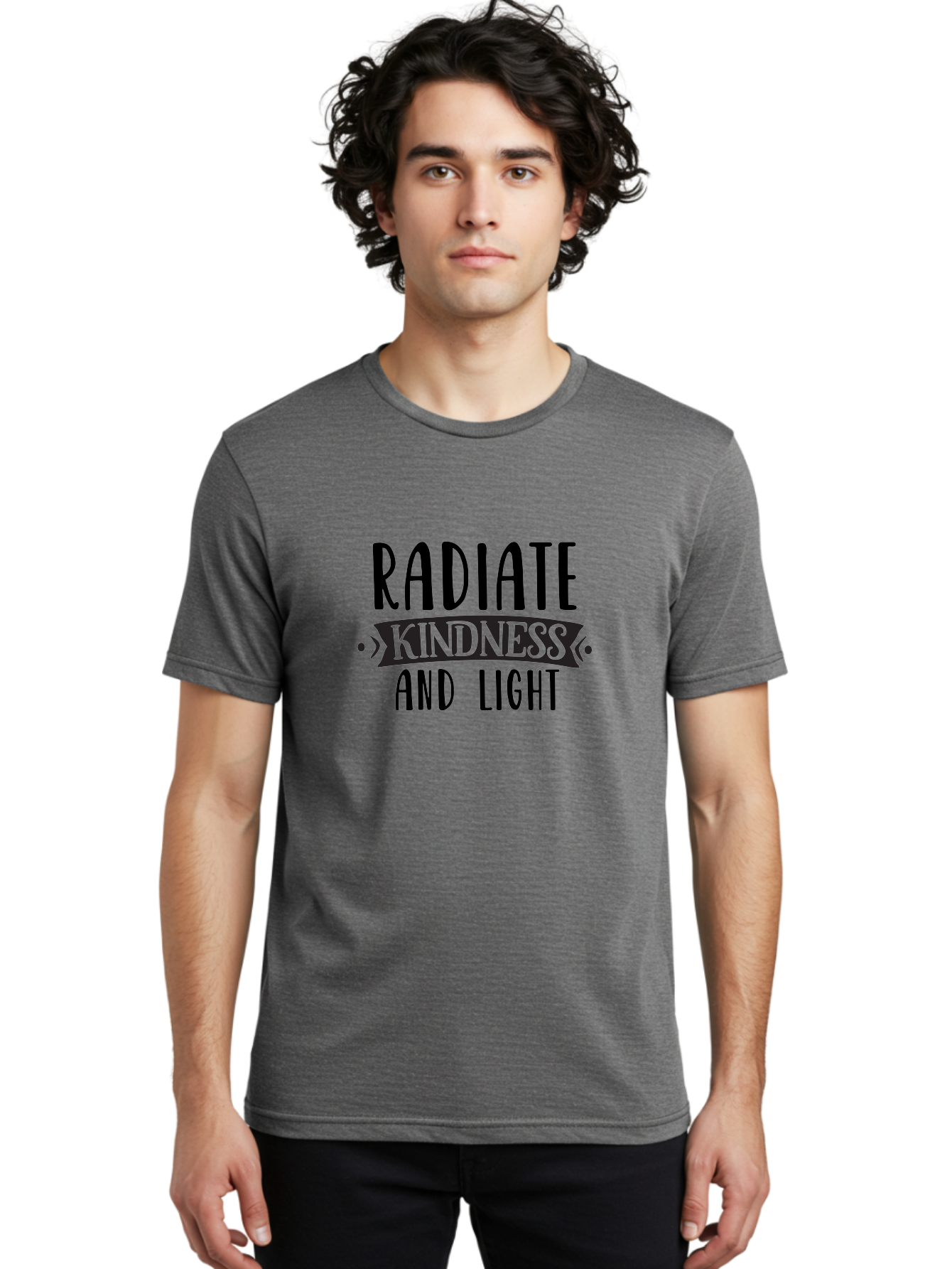 Radiate-Kindness-And-Light Men'S Graphic Tee, 100% Cotton, Comfortable Casual Summer Wear, Machine Washable, Inspirational Quote, Kindness Matters, Spread Love, Positive Affirmation, Motivational Phrase, Uplifting Message, Kindness And Light Aad472