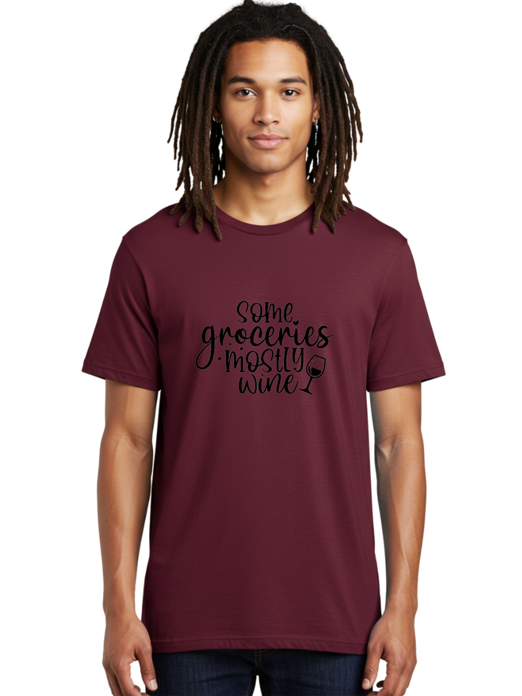 Some-Groceries-Mostly-Wine Men'S Graphic Tee, 100% Cotton, Comfortable Casual Summer Wear, Machine Washable, Wine Glass, Wine Lover Gift, Wine Quote, Funny Wine Saying, Wine Humor, Wine Lover Quote, Wine Saying Aad476