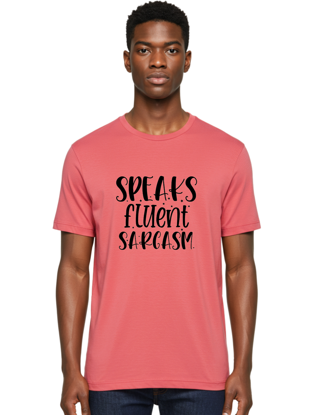 Speaks-Fluent-Sarcasm Men'S Graphic Tee, 100% Cotton, Comfortable Casual Summer Wear, Machine Washable, Sarcastic Quotes, Funny Sayings, Witty Humor, Playful Typography, Quirky Designs, Humorous Graphics, Sassy Phrases, Creative Fonts, Aad479