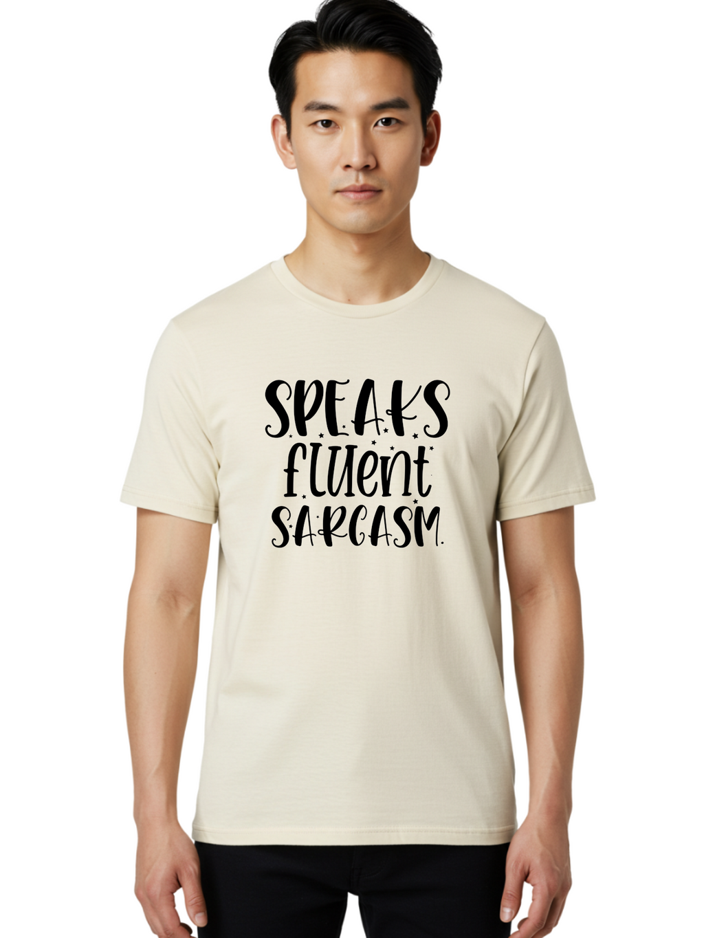 Speaks-Fluent-Sarcasm Men'S Graphic Tee, 100% Cotton, Comfortable Casual Summer Wear, Machine Washable, Sarcastic Quotes, Funny Sayings, Witty Humor, Playful Typography, Quirky Designs, Humorous Graphics, Sassy Phrases, Creative Fonts, Aad479
