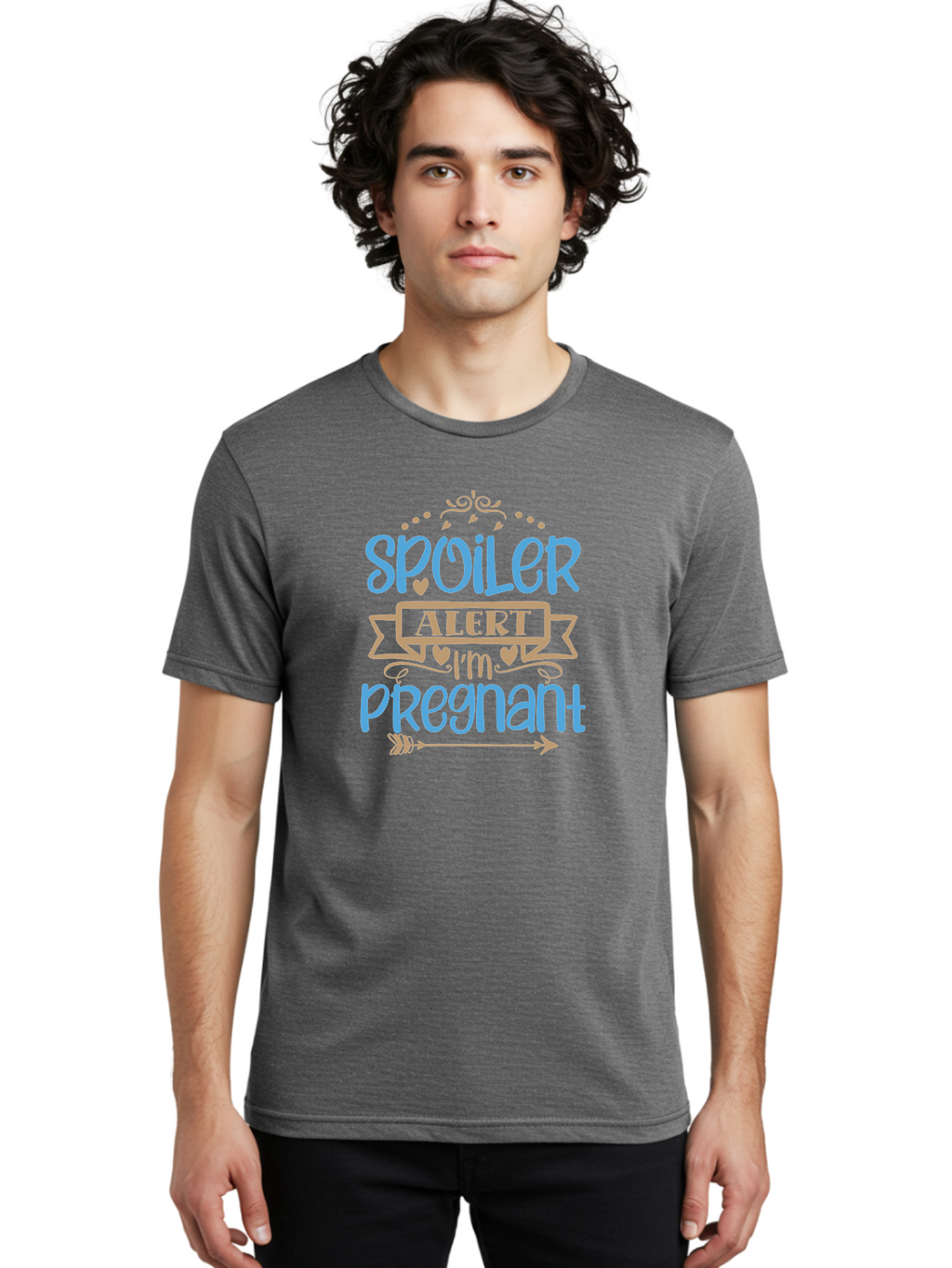 Spoiler-Alert-I-M-Pregnant Men'S Graphic Tee, 100% Cotton, Comfortable Casual Summer Wear, Machine Washable, Pregnancy Announcement, Baby Reveal, Spoiler Alert, Expecting Mother, Pregnancy News, Baby On Board, New Mom Aad480