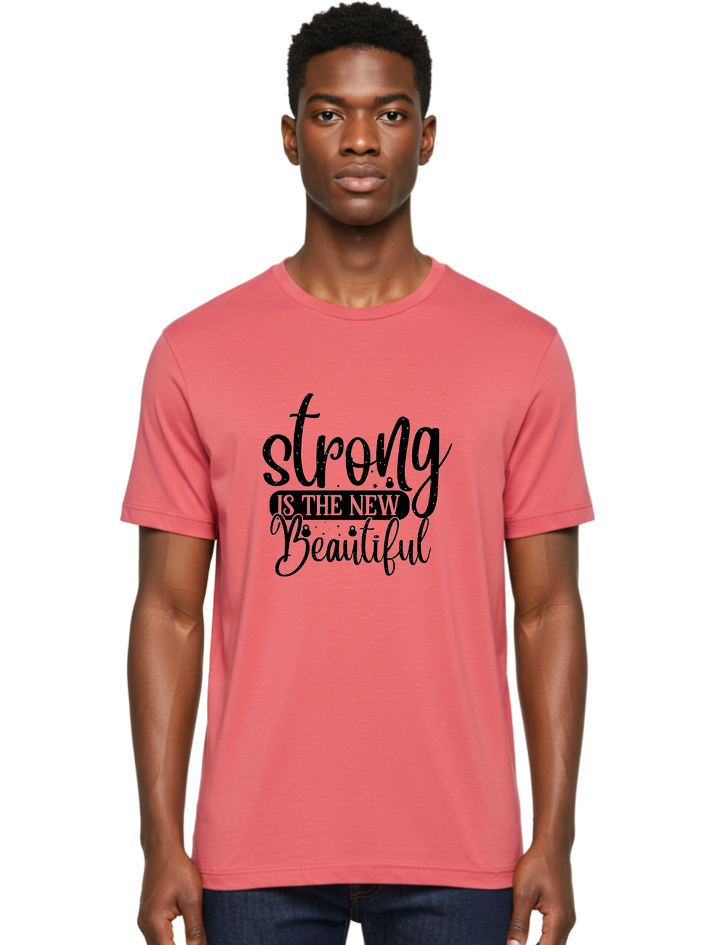 Strong-Is-The-New-Beautiful Men'S Graphic Tee, 100% Cotton, Comfortable Casual Summer Wear, Machine Washable, Motivational Quote, Inspirational Words, Strong Is The New Beautiful, Female Empowerment, Fitness Motivation, Positive Affirmation, Aad483