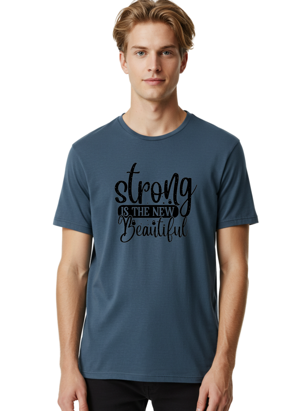 Strong-Is-The-New-Beautiful Men'S Graphic Tee, 100% Cotton, Comfortable Casual Summer Wear, Machine Washable, Motivational Quote, Inspirational Words, Strong Is The New Beautiful, Female Empowerment, Fitness Motivation, Positive Affirmation, Aad483