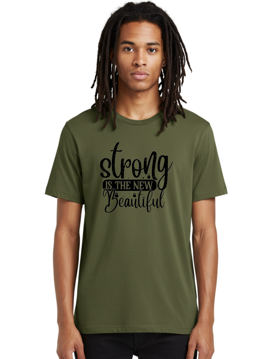 Strong-Is-The-New-Beautiful Men'S Graphic Tee, 100% Cotton, Comfortable Casual Summer Wear, Machine Washable, Motivational Quote, Inspirational Words, Strong Is The New Beautiful, Female Empowerment, Fitness Motivation, Positive Affirmation, Aad483