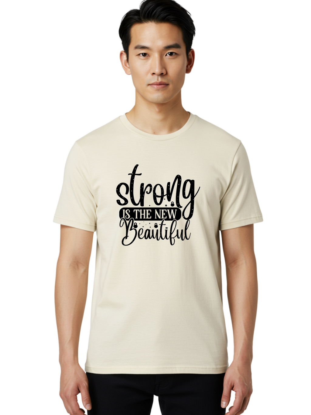 Strong-Is-The-New-Beautiful Men'S Graphic Tee, 100% Cotton, Comfortable Casual Summer Wear, Machine Washable, Motivational Quote, Inspirational Words, Strong Is The New Beautiful, Female Empowerment, Fitness Motivation, Positive Affirmation, Aad483