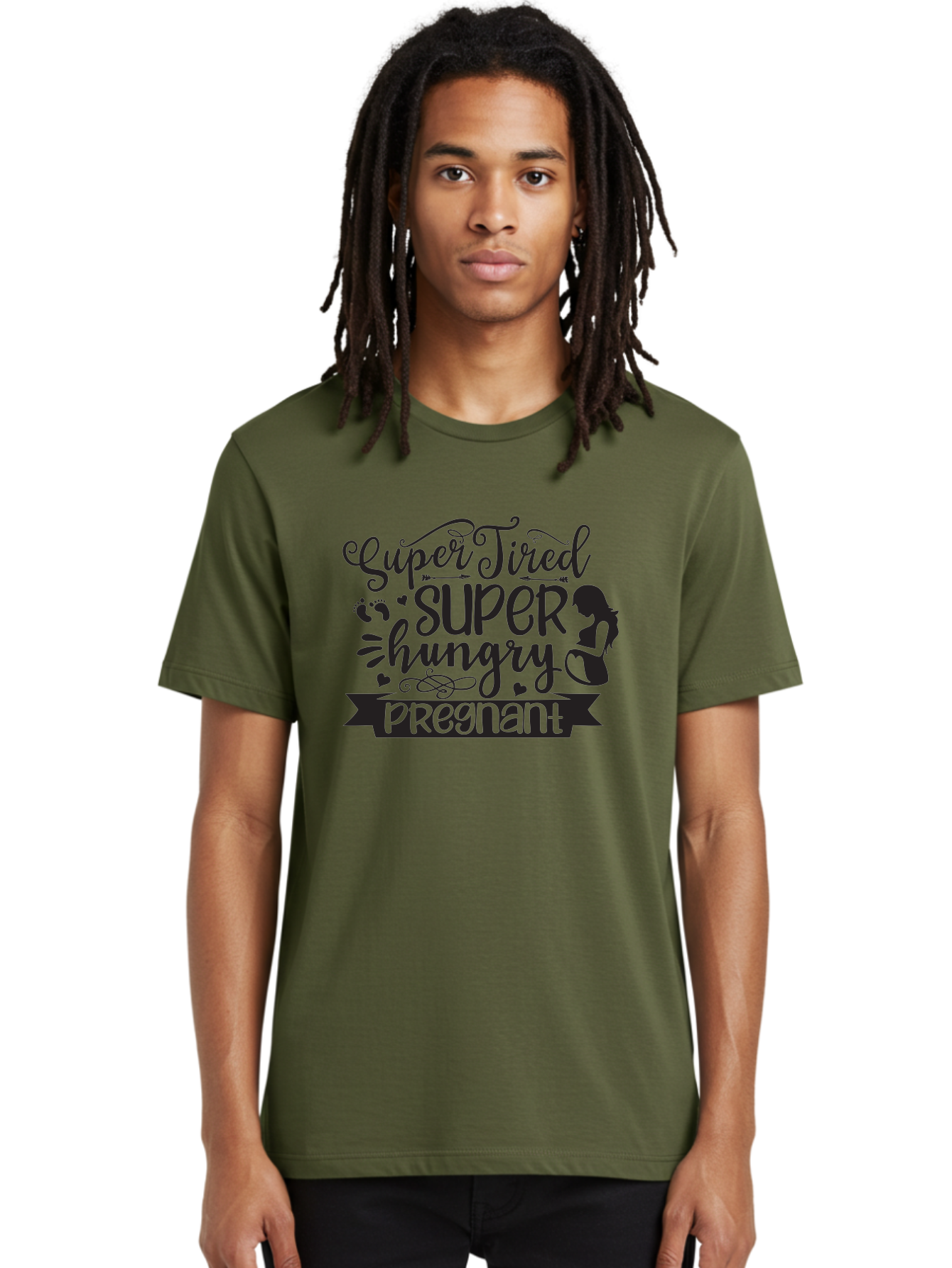 Super-Tired-Super-Hungry Men'S Graphic Tee, 100% Cotton, Comfortable Casual Summer Wear, Machine Washable, Pregnancy Fatigue, Morning Sickness, Expectant Mother, Baby On The Way, Pregnancy Journey, Mom To Be, Baby Bump Aad486