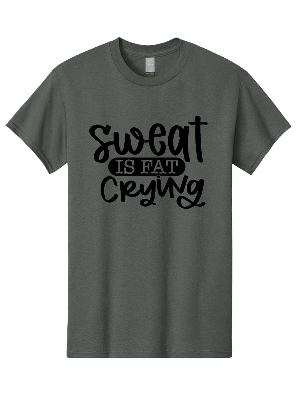 Sweat-Is-Fat-Crying Men'S Graphic Tee, 100% Cotton, Comfortable Casual Summer Wear, Machine Washable, Fitness Quote, Motivational Phrase, Workout Inspiration, Sweat Is Fat Crying, Gym Motivation, Weight Loss, Exercise Encouragement, Aad487