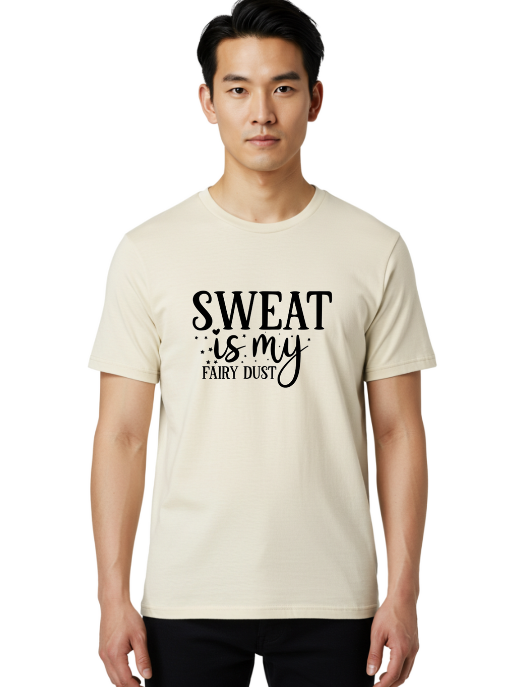 Sweat-Is-My-Fairy-Dust Men'S Graphic Tee, 100% Cotton, Comfortable Casual Summer Wear, Machine Washable, Funny Fitness Quote, Motivational Phrase, Workout Inspiration, Sweat Is My Fairy Dust, Fitness Humor, Gym Motivation, Aad488