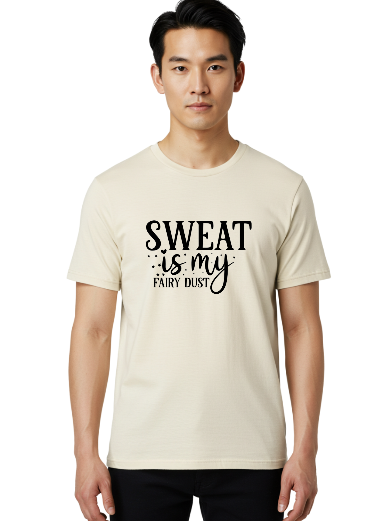 Sweat-Is-My-Fairy-Dust Men'S Graphic Tee, 100% Cotton, Comfortable Casual Summer Wear, Machine Washable, Funny Fitness Quote, Motivational Phrase, Workout Inspiration, Sweat Is My Fairy Dust, Fitness Humor, Gym Motivation, Aad488