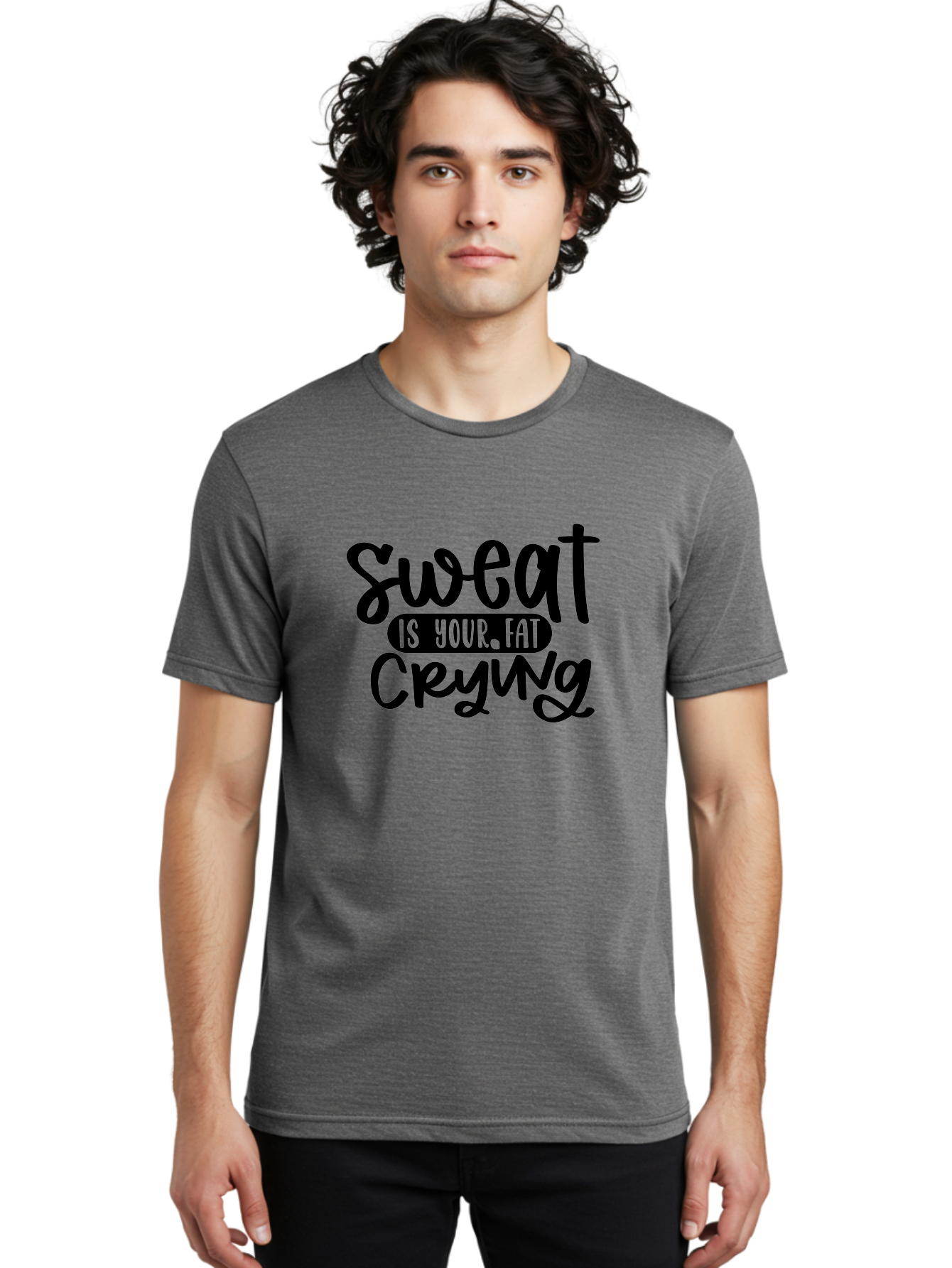 Sweat-Is-Your-Fat-Crying Men'S Graphic Tee, 100% Cotton, Comfortable Casual Summer Wear, Machine Washable, Motivational Quote, Fitness Inspiration, Weight Loss Motivation, Gym Motivation, Workout Inspiration, Healthy Lifestyle, Fitness Quote Aad489