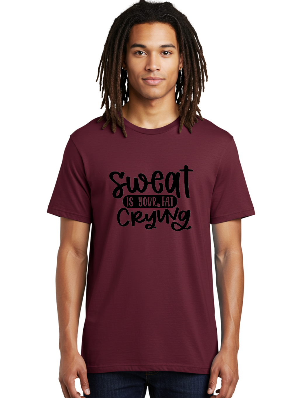 Sweat-Is-Your-Fat-Crying Men'S Graphic Tee, 100% Cotton, Comfortable Casual Summer Wear, Machine Washable, Motivational Quote, Fitness Inspiration, Weight Loss Motivation, Gym Motivation, Workout Inspiration, Healthy Lifestyle, Fitness Quote Aad489
