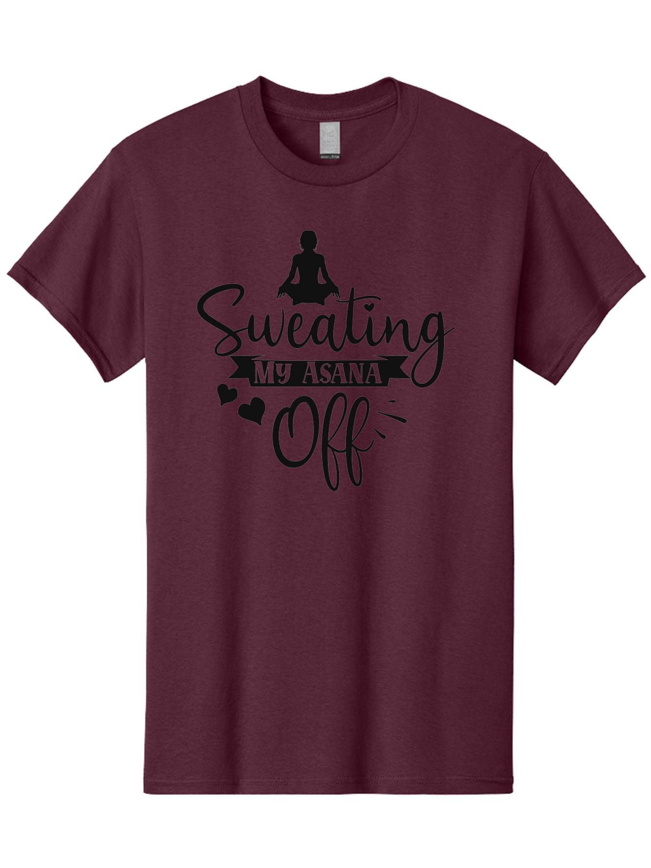 Sweating-My-Asana-Off Men'S Graphic Tee, 100% Cotton, Comfortable Casual Summer Wear, Machine Washable, Yoga, Meditation, Fitness, Wellness, Mindfulness, Relaxation, Self-Care, Health, Black Silhouette, Love Hearts Aad490