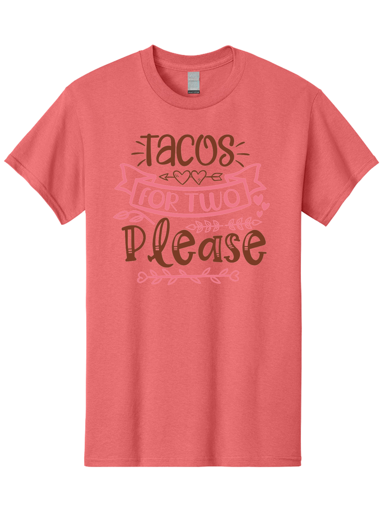 Tacos-For-Two-Please Men'S Graphic Tee, 100% Cotton, Comfortable Casual Summer Wear, Machine Washable, Tacos For Two, Romantic Dinner, Foodie Gift, Taco Love, Couple'S Quote, Dinner For Two, Love Hearts, Valentine'S Day Aad491