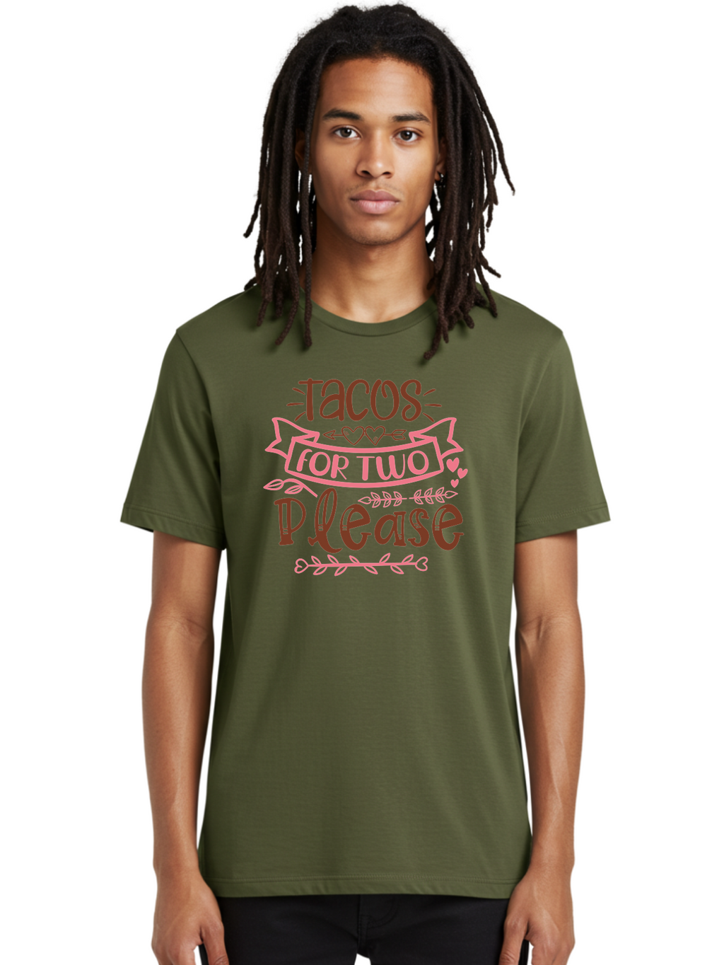 Tacos-For-Two-Please Men'S Graphic Tee, 100% Cotton, Comfortable Casual Summer Wear, Machine Washable, Tacos For Two, Romantic Dinner, Foodie Gift, Taco Love, Couple'S Quote, Dinner For Two, Love Hearts, Valentine'S Day Aad491