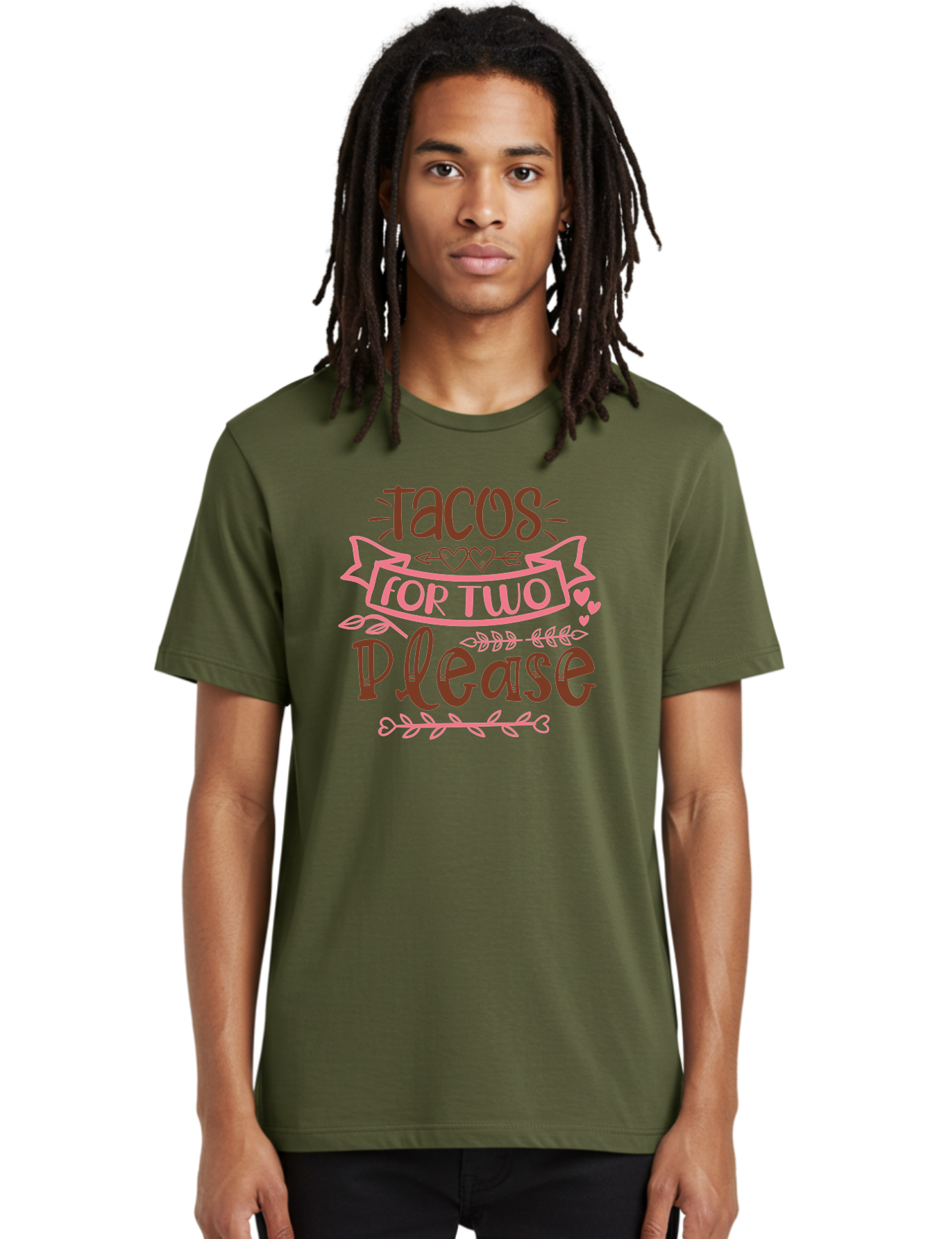 Tacos-For-Two-Please Men'S Graphic Tee, 100% Cotton, Comfortable Casual Summer Wear, Machine Washable, Tacos For Two, Romantic Dinner, Foodie Gift, Taco Love, Couple'S Quote, Dinner For Two, Love Hearts, Valentine'S Day Aad491