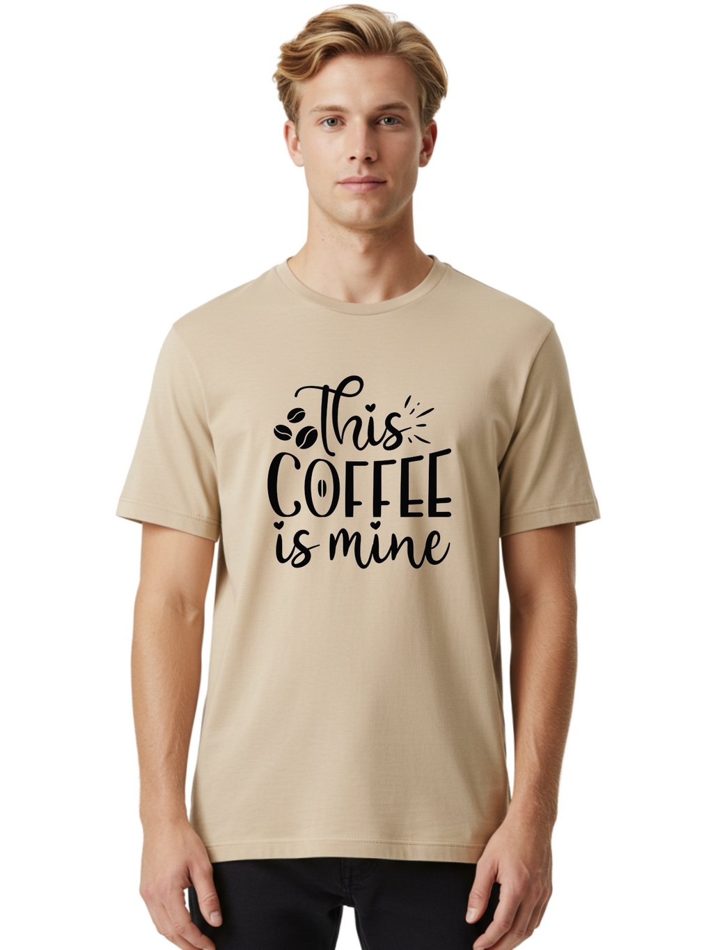 This-Coffee-Is-Mine Men'S Graphic Tee, 100% Cotton, Comfortable Casual Summer Wear, Machine Washable, Coffee Quote, Coffee Lover, Coffee Beans, Morning Coffee, Coffee Humor, Caffeine Fix, Coffee Obsession Aad492