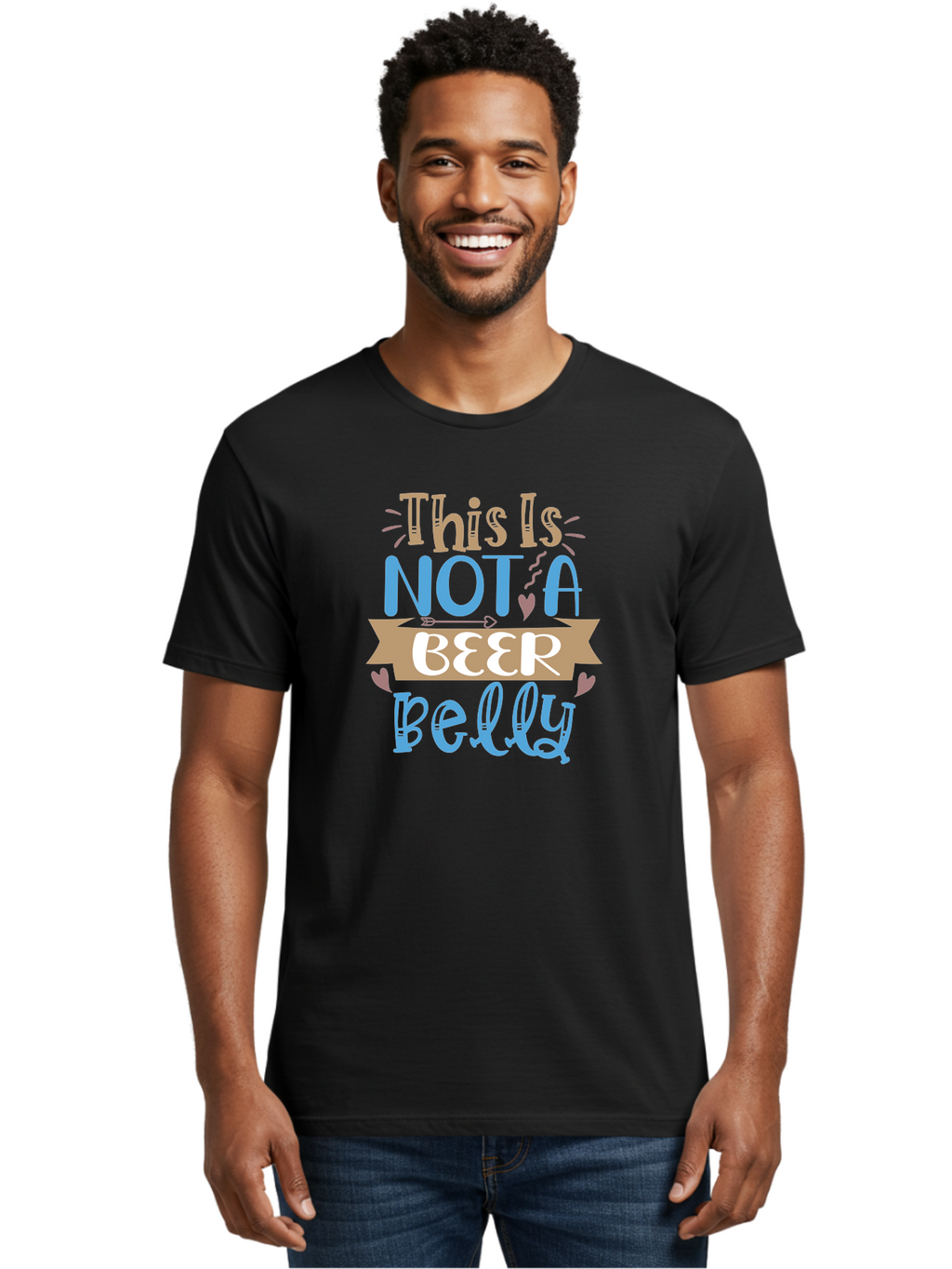 This-Is-Not-A-Beer-Belly Men'S Graphic Tee, 100% Cotton, Comfortable Casual Summer Wear, Machine Washable, Funny Quote, Humorous Saying, Beer Belly Humor, Witty Phrase, Playful Text, Entertaining Graphic, Quirky Design, Clever Saying, Aad493