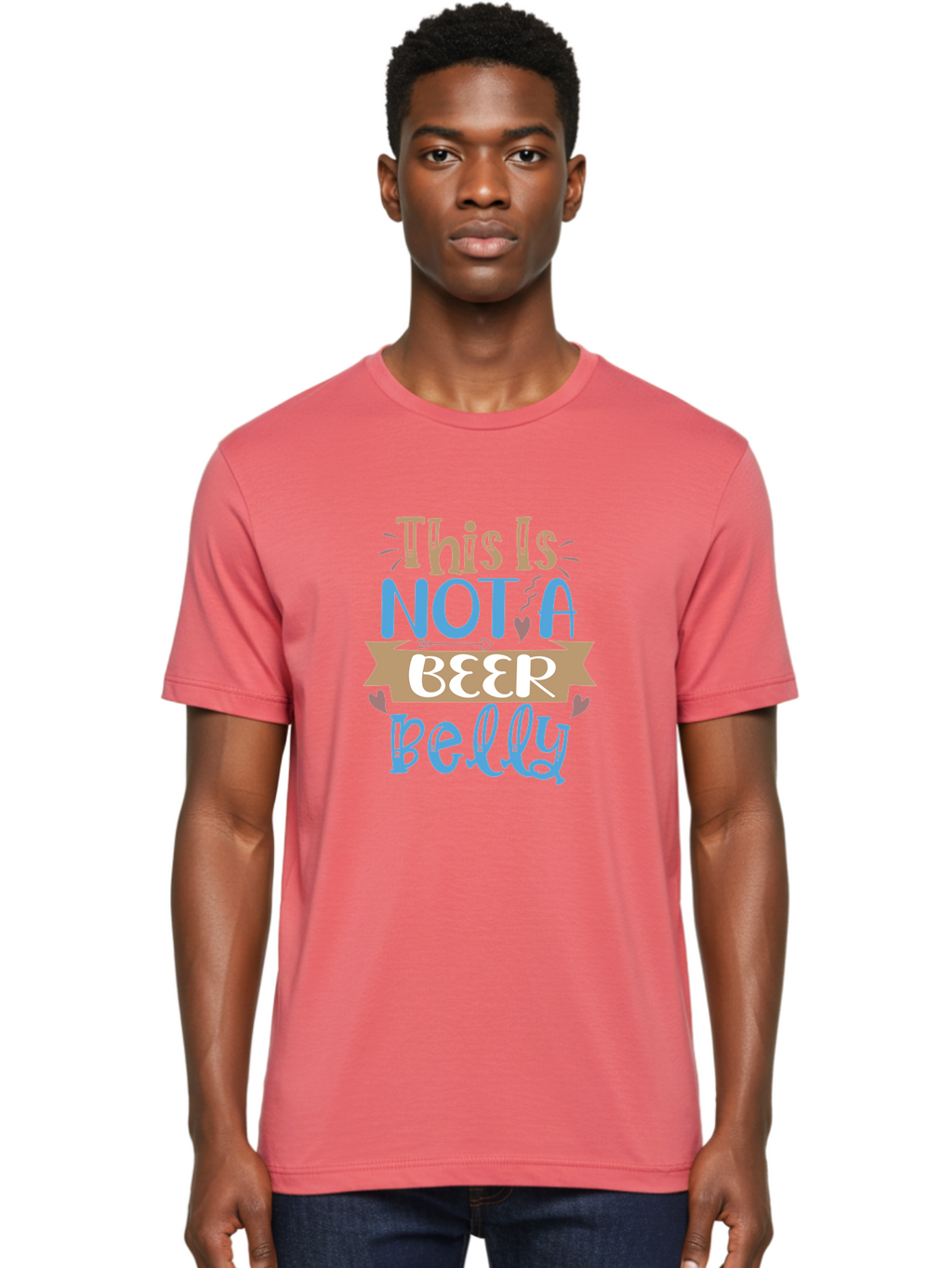 This-Is-Not-A-Beer-Belly Men'S Graphic Tee, 100% Cotton, Comfortable Casual Summer Wear, Machine Washable, Funny Quote, Humorous Saying, Beer Belly Humor, Witty Phrase, Playful Text, Entertaining Graphic, Quirky Design, Clever Saying, Aad493