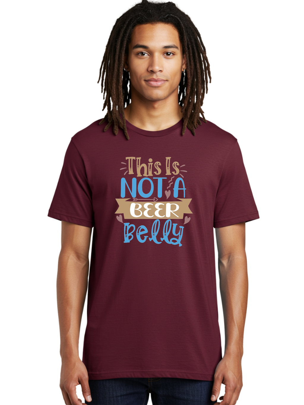 This-Is-Not-A-Beer-Belly Men'S Graphic Tee, 100% Cotton, Comfortable Casual Summer Wear, Machine Washable, Funny Quote, Humorous Saying, Beer Belly Humor, Witty Phrase, Playful Text, Entertaining Graphic, Quirky Design, Clever Saying, Aad493