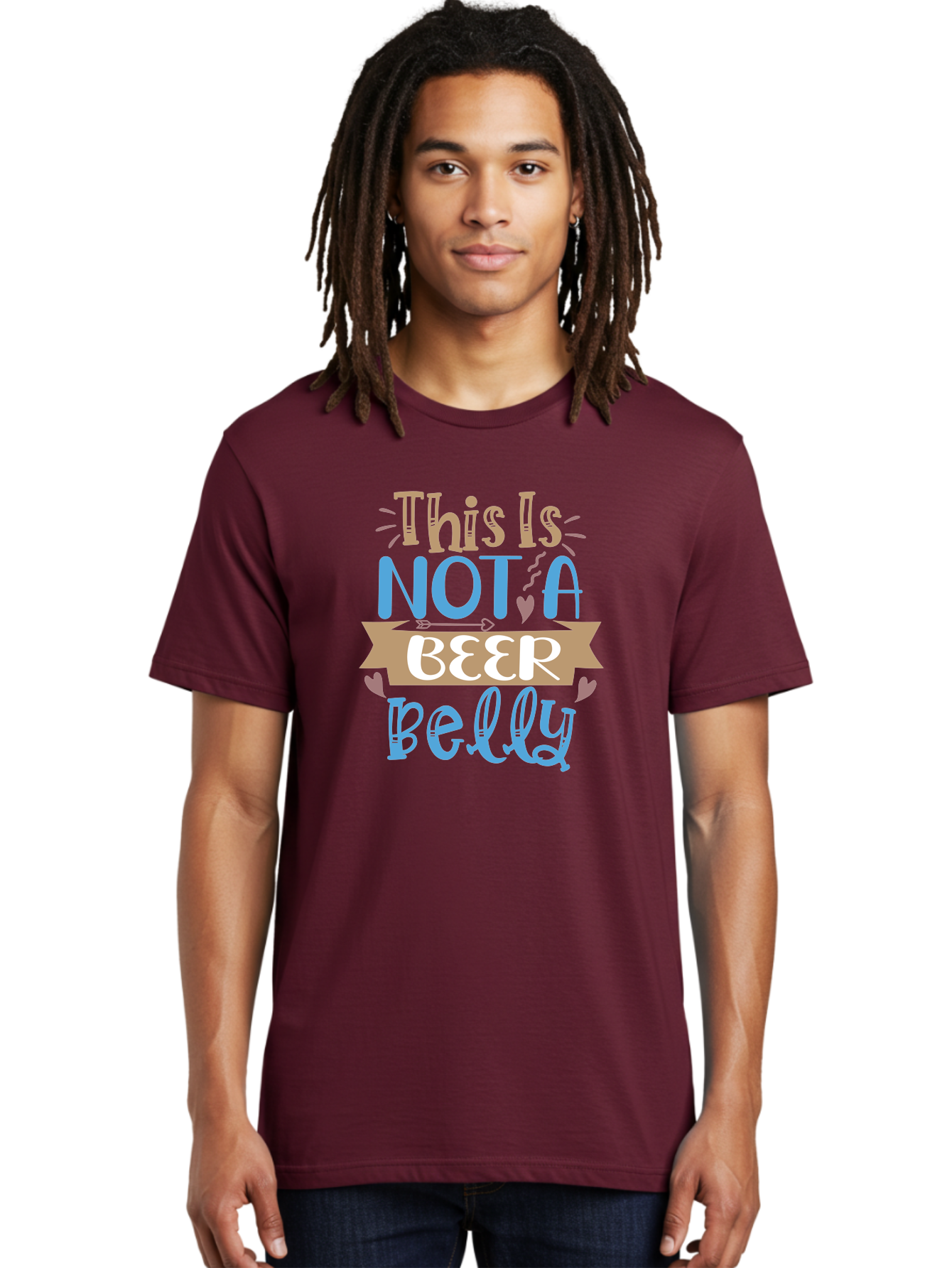 This-Is-Not-A-Beer-Belly Men'S Graphic Tee, 100% Cotton, Comfortable Casual Summer Wear, Machine Washable, Funny Quote, Humorous Saying, Beer Belly Humor, Witty Phrase, Playful Text, Entertaining Graphic, Quirky Design, Clever Saying, Aad493