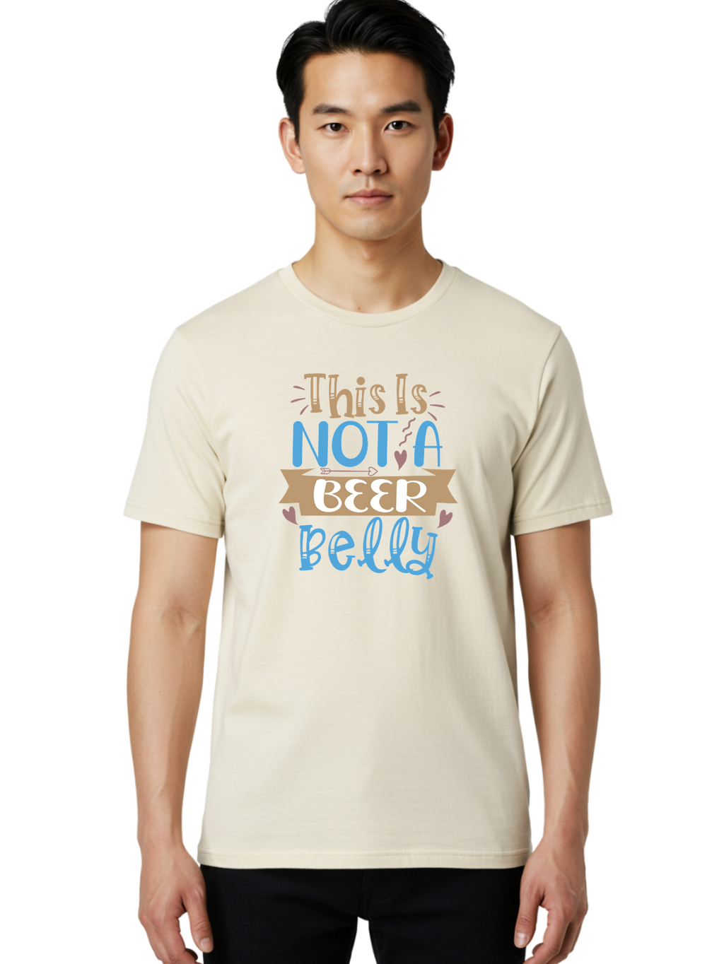 This-Is-Not-A-Beer-Belly Men'S Graphic Tee, 100% Cotton, Comfortable Casual Summer Wear, Machine Washable, Funny Quote, Humorous Saying, Beer Belly Humor, Witty Phrase, Playful Text, Entertaining Graphic, Quirky Design, Clever Saying, Aad493