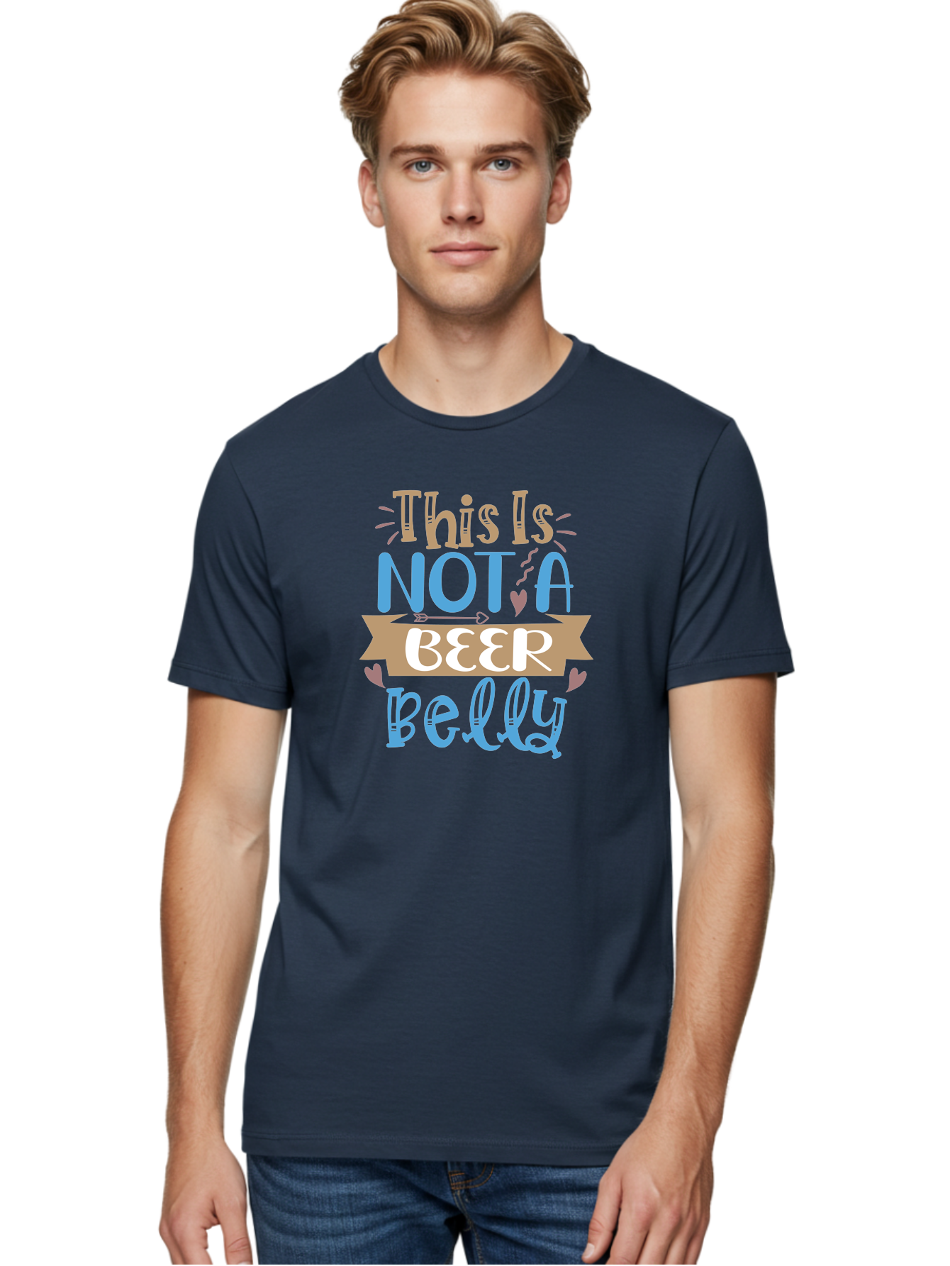 This-Is-Not-A-Beer-Belly Men'S Graphic Tee, 100% Cotton, Comfortable Casual Summer Wear, Machine Washable, Funny Quote, Humorous Saying, Beer Belly Humor, Witty Phrase, Playful Text, Entertaining Graphic, Quirky Design, Clever Saying, Aad493
