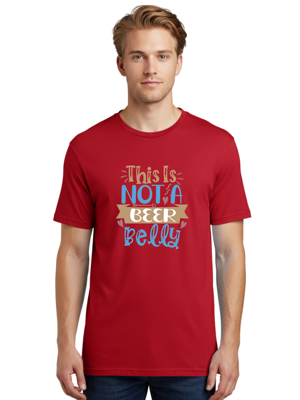 This-Is-Not-A-Beer-Belly Men'S Graphic Tee, 100% Cotton, Comfortable Casual Summer Wear, Machine Washable, Funny Quote, Humorous Saying, Beer Belly Humor, Witty Phrase, Playful Text, Entertaining Graphic, Quirky Design, Clever Saying, Aad493