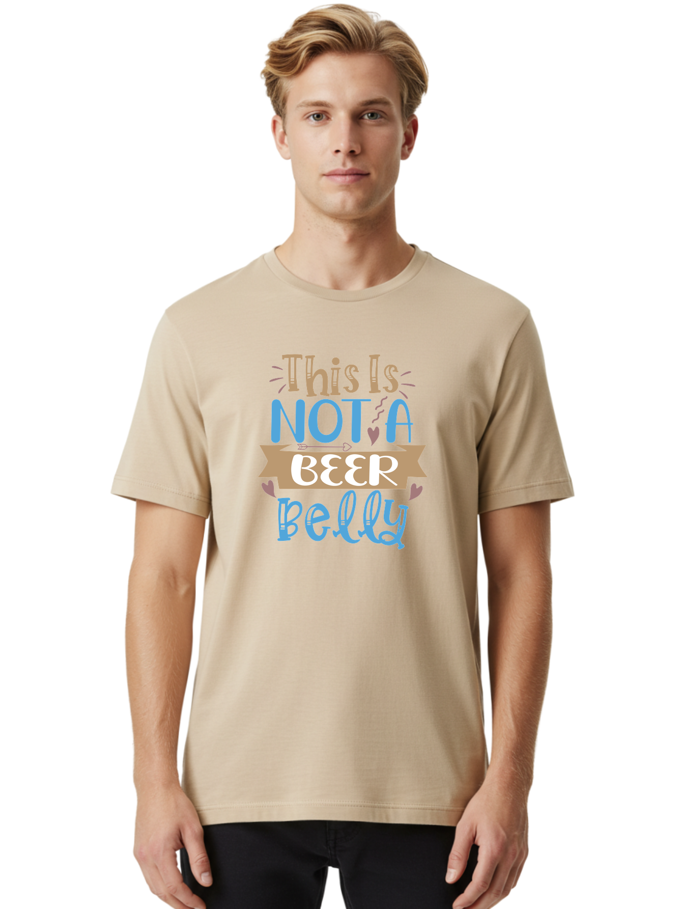 This-Is-Not-A-Beer-Belly Men'S Graphic Tee, 100% Cotton, Comfortable Casual Summer Wear, Machine Washable, Funny Quote, Humorous Saying, Beer Belly Humor, Witty Phrase, Playful Text, Entertaining Graphic, Quirky Design, Clever Saying, Aad493