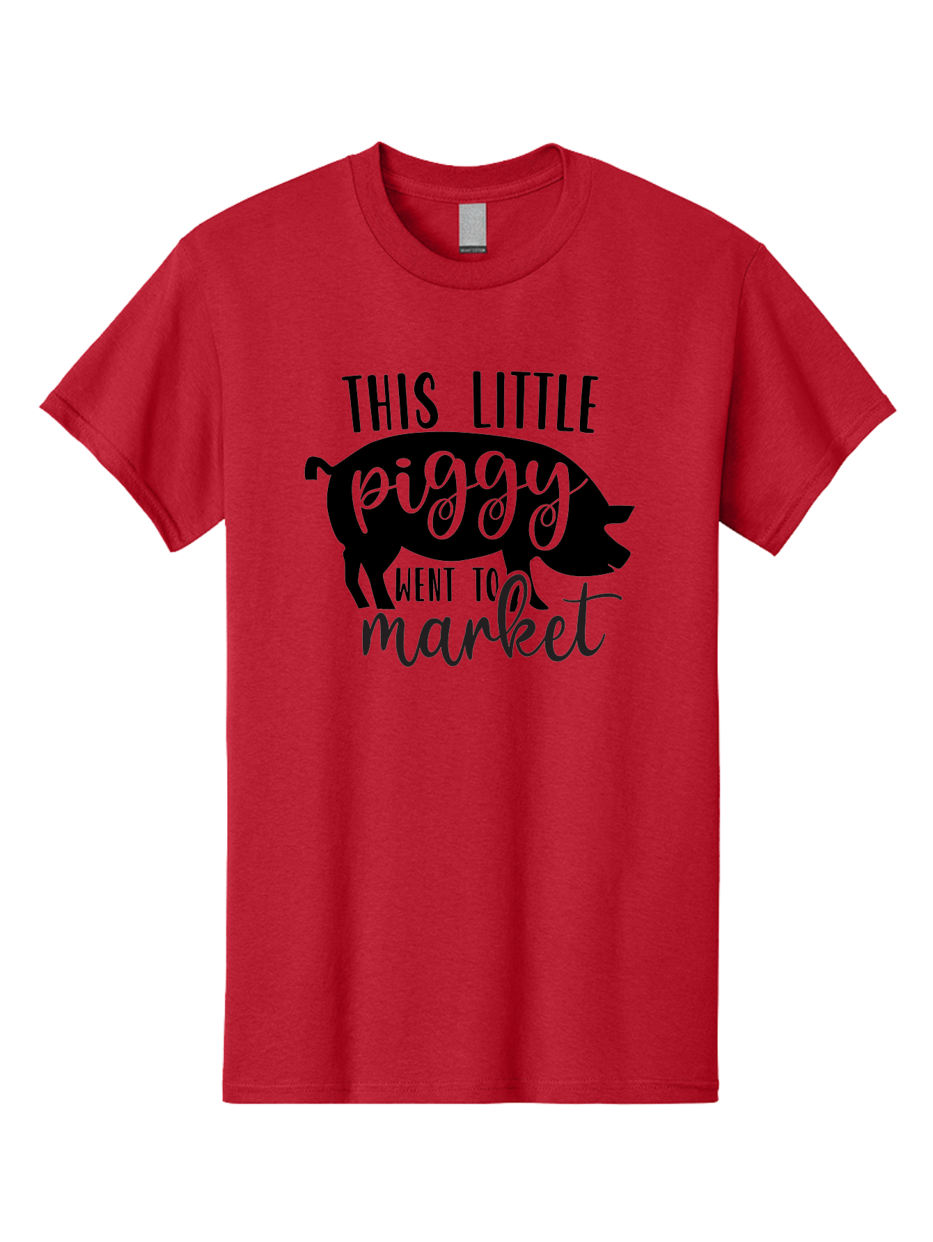 This-Little-Piggy Men'S Graphic Tee, 100% Cotton, Comfortable Casual Summer Wear, Machine Washable, Funny Pig Design, Piggy Graphics, Market Pig, Cute Pig Art, Pig Silhouette, Nursery Rhyme Quote, Playful Pig Illustration Aad494