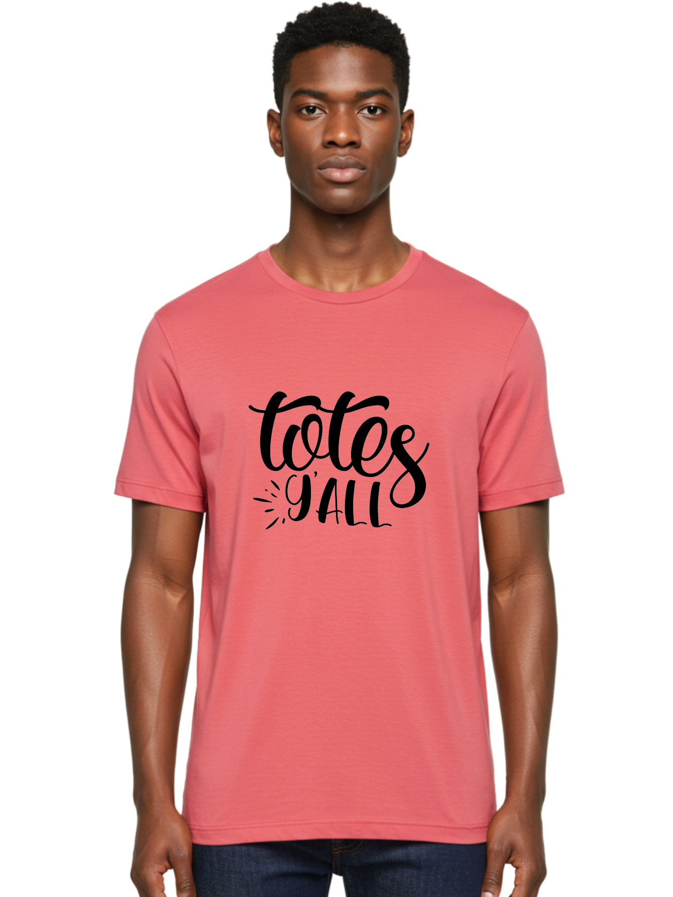 Totes-Y-All Men'S Graphic Tee, 100% Cotton, Comfortable Casual Summer Wear, Machine Washable, Totes Y'All, Hand-Lettering, Handwritten Font, Informal Expression, Southern Slang, Casual Style, Modern Calligraphy, Trendy Typography Aad496