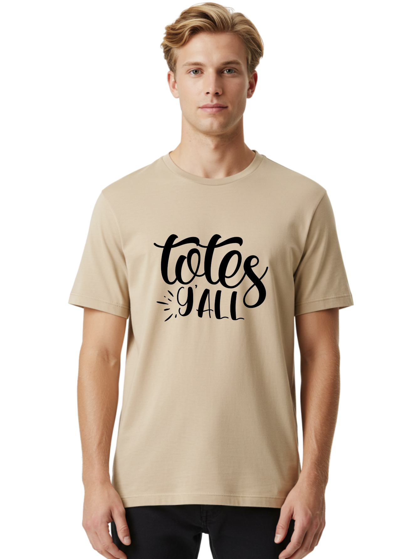 Totes-Y-All Men'S Graphic Tee, 100% Cotton, Comfortable Casual Summer Wear, Machine Washable, Totes Y'All, Hand-Lettering, Handwritten Font, Informal Expression, Southern Slang, Casual Style, Modern Calligraphy, Trendy Typography Aad496