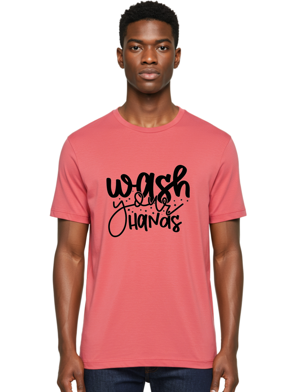 Wash-Your-Hands-1 Men'S Graphic Tee, 100% Cotton, Comfortable Casual Summer Wear, Machine Washable, Handwashing Reminder, Hygiene Tips, Health Awareness, Clean Hands, Wellness Promotion, Safety Signs, Prevent Germs Aad497