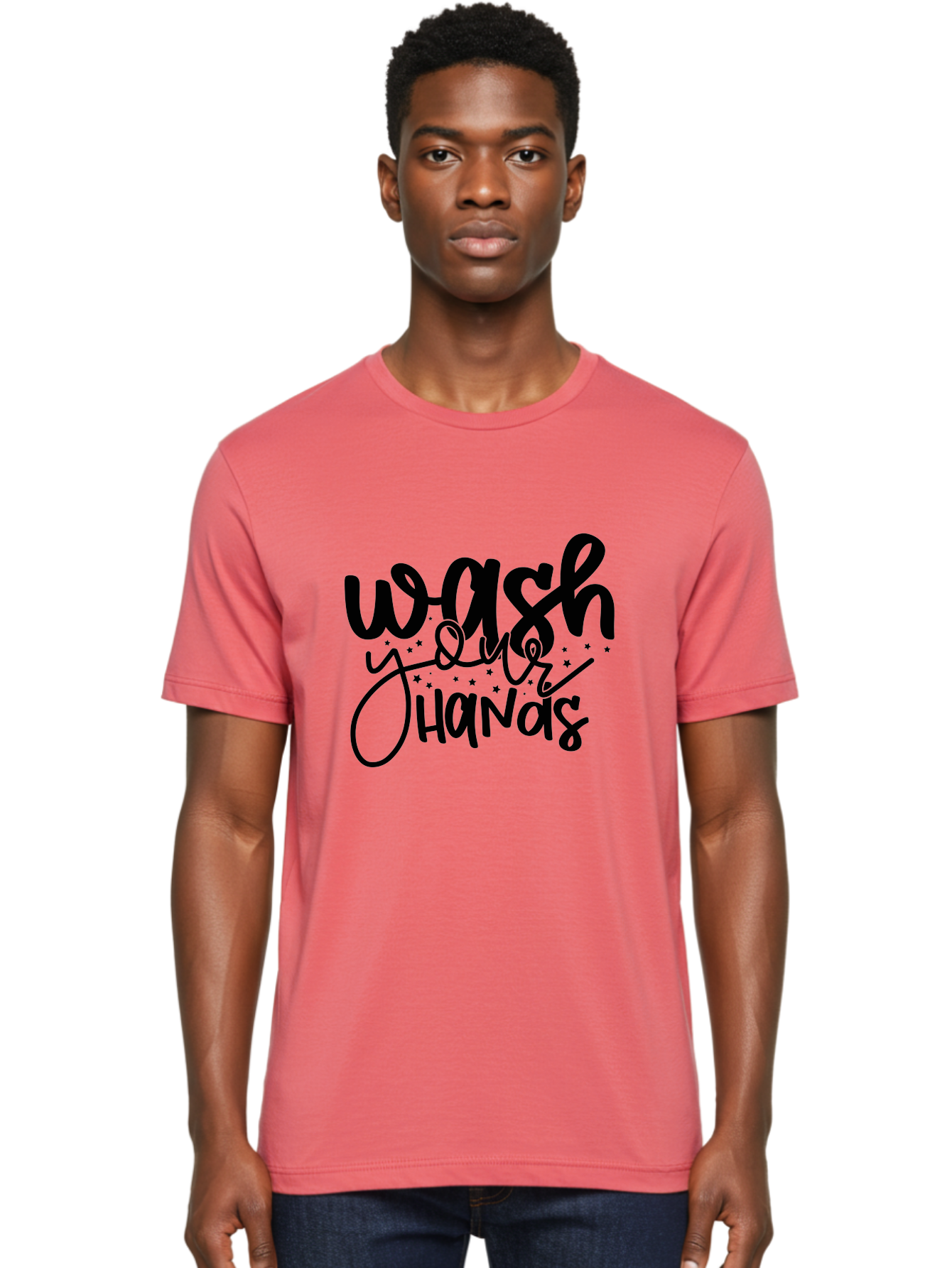 Wash-Your-Hands-1 Men'S Graphic Tee, 100% Cotton, Comfortable Casual Summer Wear, Machine Washable, Handwashing Reminder, Hygiene Tips, Health Awareness, Clean Hands, Wellness Promotion, Safety Signs, Prevent Germs Aad497