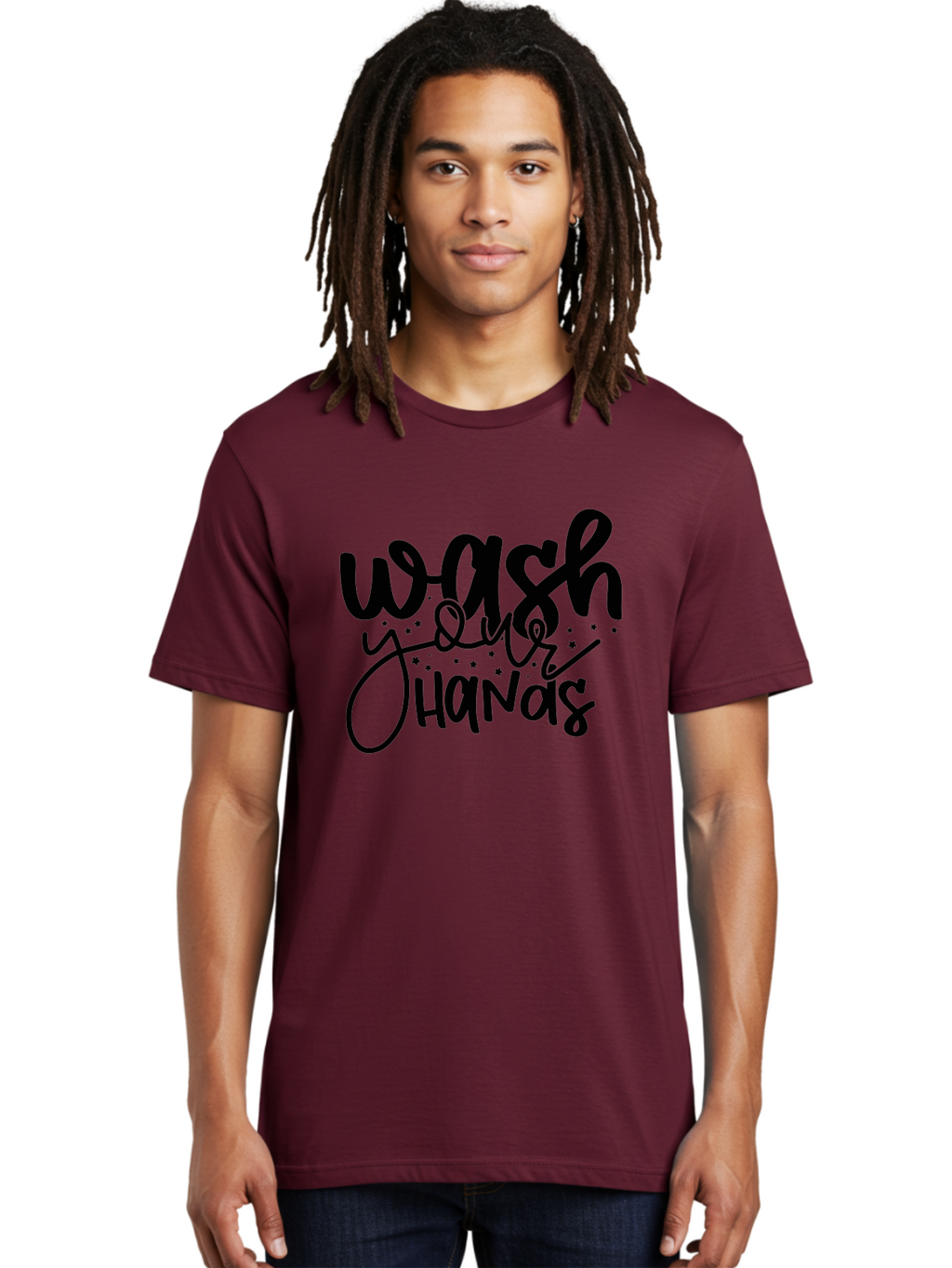 Wash-Your-Hands-1 Men'S Graphic Tee, 100% Cotton, Comfortable Casual Summer Wear, Machine Washable, Handwashing Reminder, Hygiene Tips, Health Awareness, Clean Hands, Wellness Promotion, Safety Signs, Prevent Germs Aad497