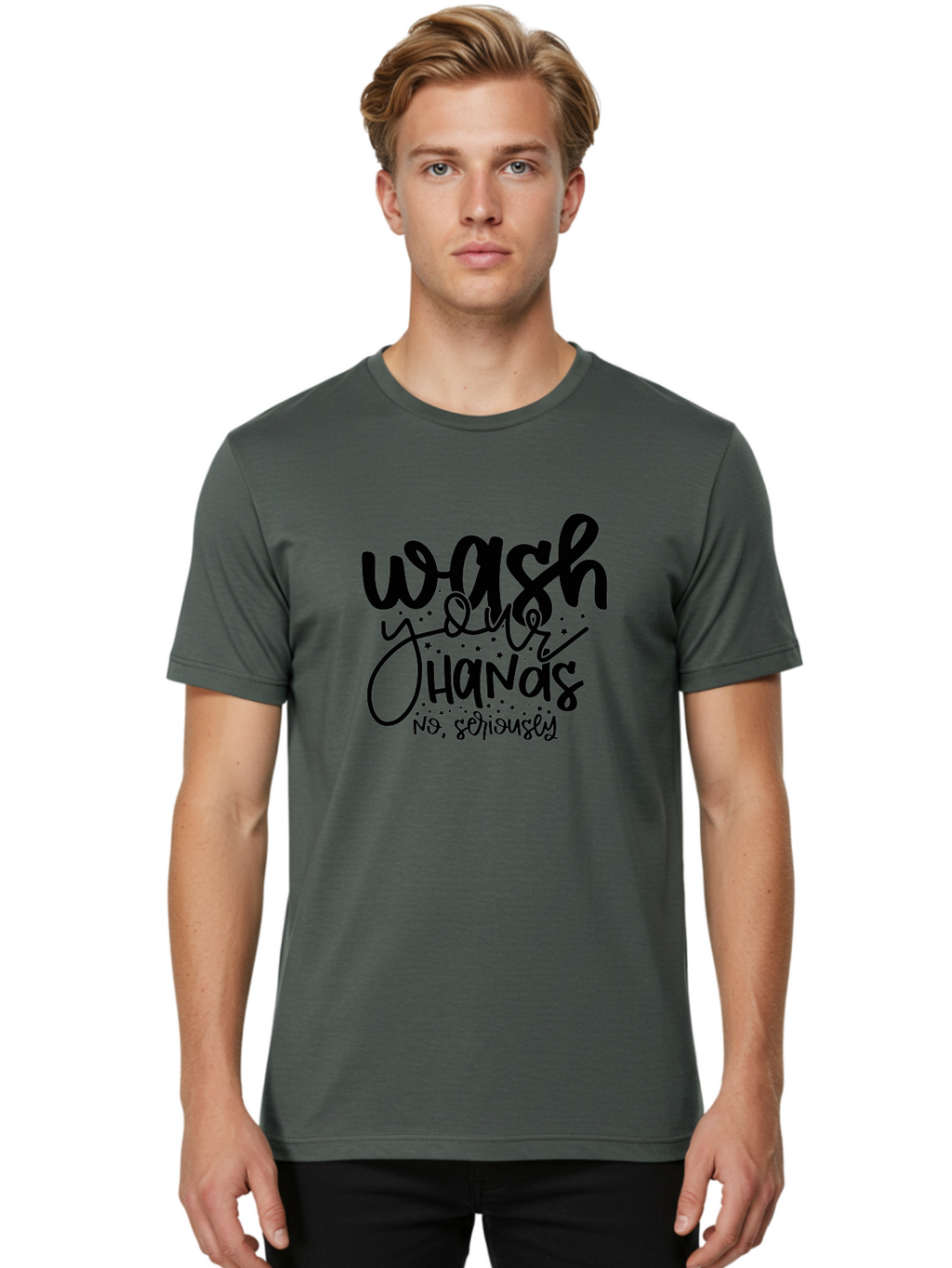 Wash-Your-Hands Men'S Graphic Tee, 100% Cotton, Comfortable Casual Summer Wear, Machine Washable, Hand Hygiene, Cleanliness, Health Awareness, Germ Prevention, Soap And Water, Clean Hands, Hygiene Reminder, Wellness Tips, Healthy Habits Aad499
