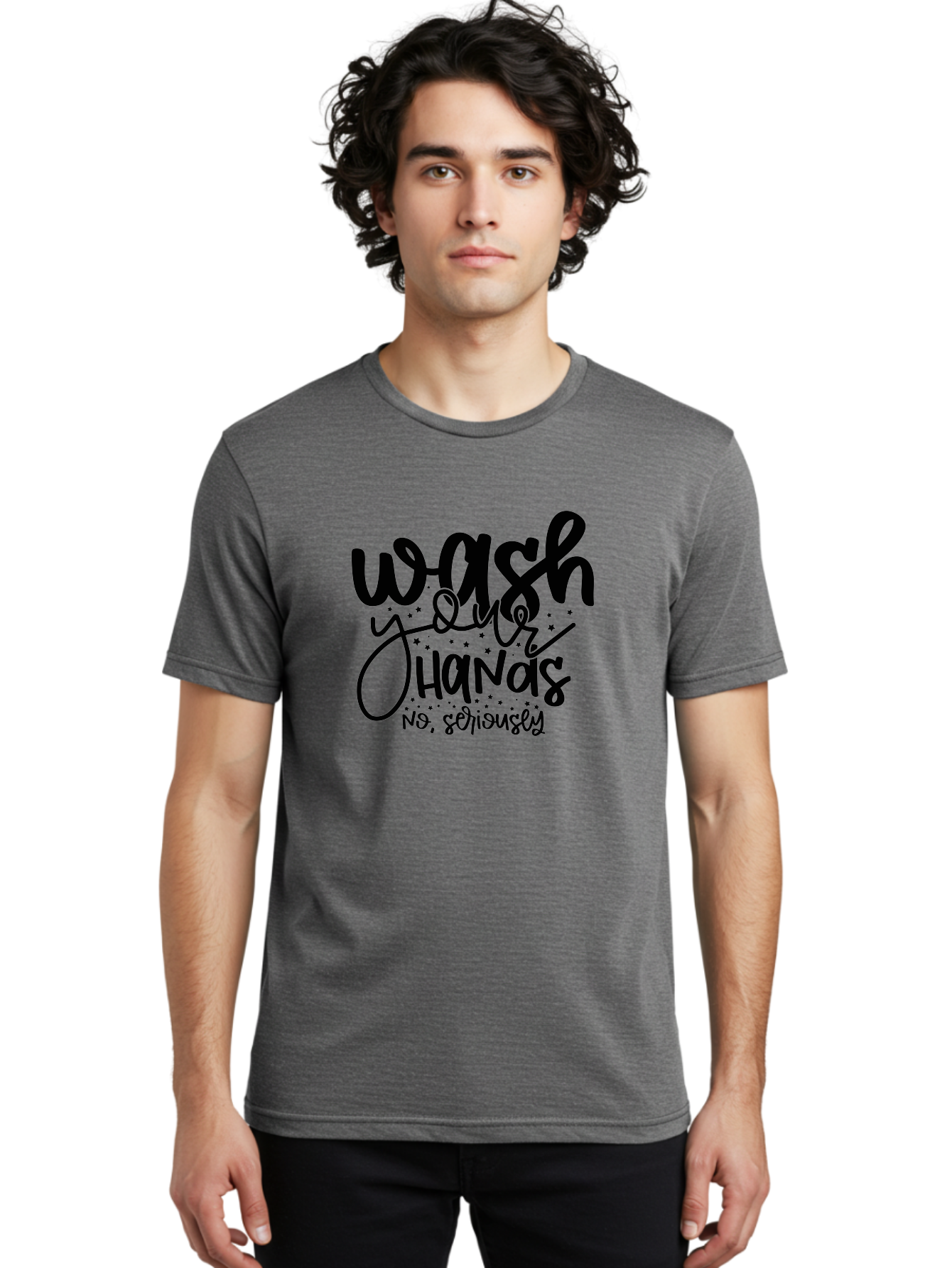 Wash-Your-Hands Men'S Graphic Tee, 100% Cotton, Comfortable Casual Summer Wear, Machine Washable, Hand Hygiene, Cleanliness, Health Awareness, Germ Prevention, Soap And Water, Clean Hands, Hygiene Reminder, Wellness Tips, Healthy Habits Aad499