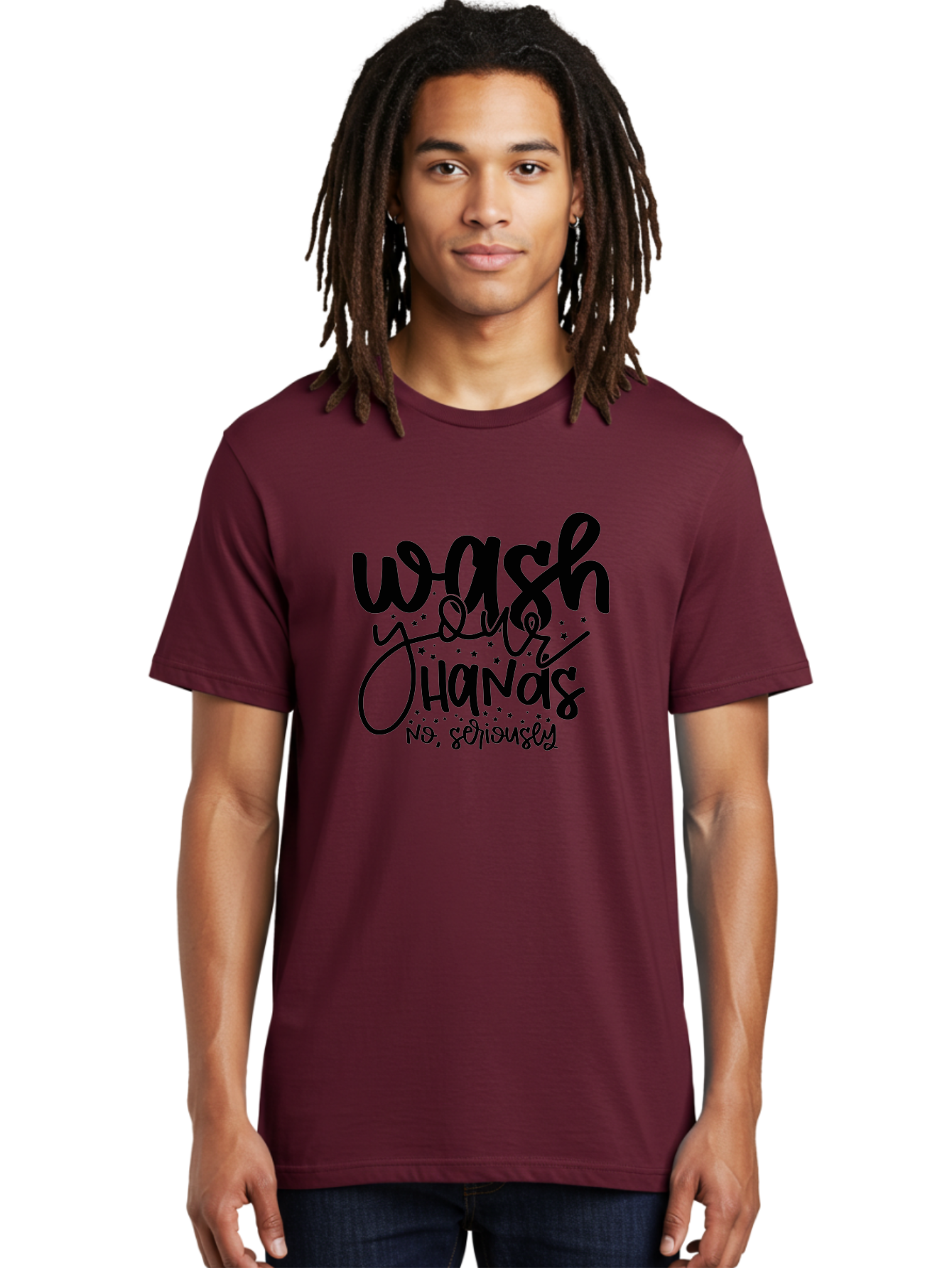 Wash-Your-Hands Men'S Graphic Tee, 100% Cotton, Comfortable Casual Summer Wear, Machine Washable, Hand Hygiene, Cleanliness, Health Awareness, Germ Prevention, Soap And Water, Clean Hands, Hygiene Reminder, Wellness Tips, Healthy Habits Aad499